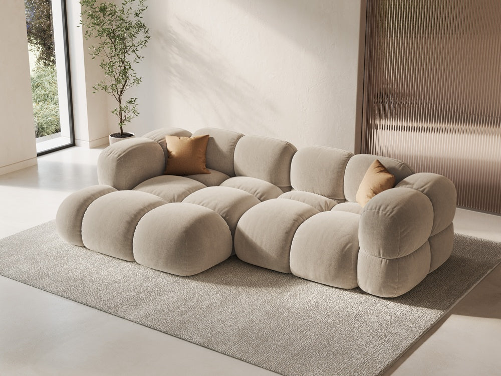 Samt-Ecksofa 3-sitzig links LORETTO beige