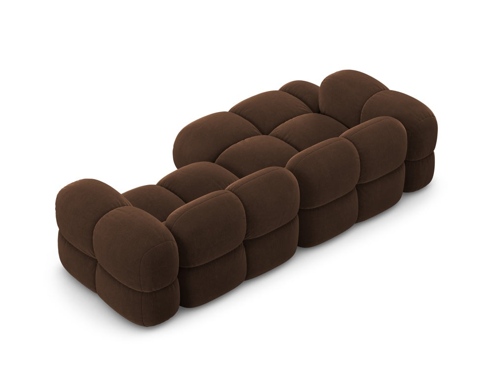 Samt-Ecksofa 3-sitzig links LORETTO schokoladenbraun