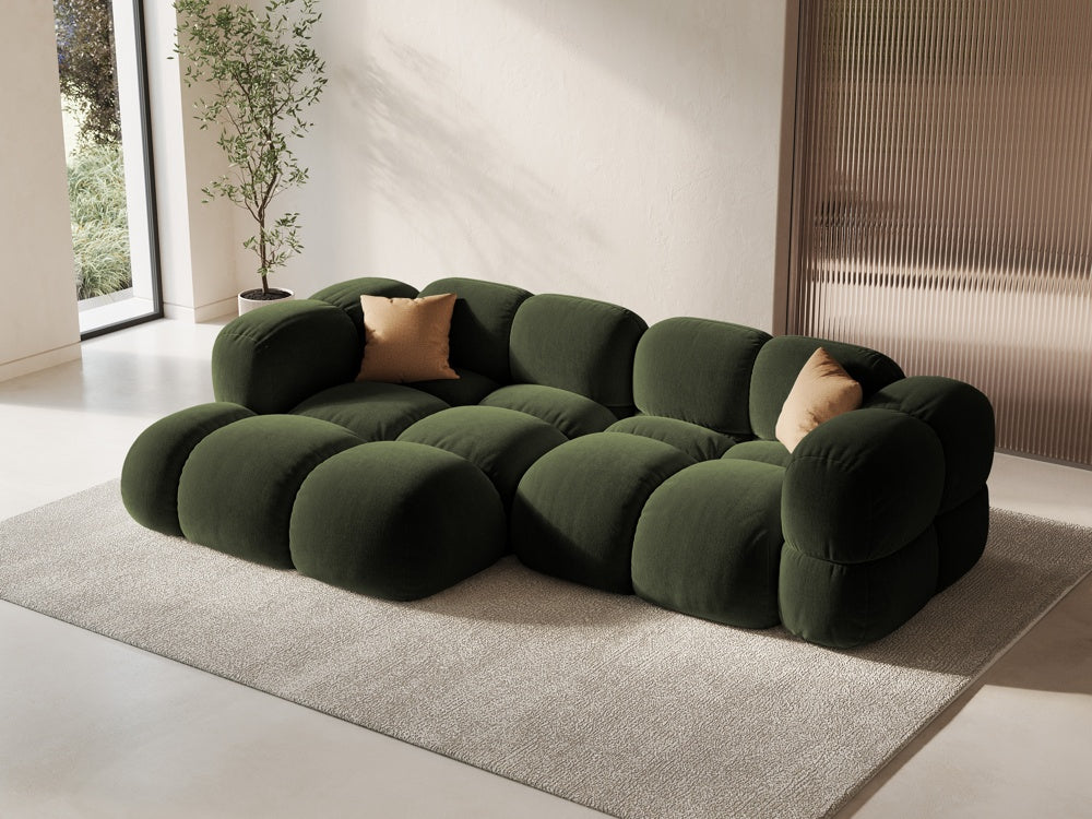 Samt-Ecksofa 3-sitzig links LORETTO grün