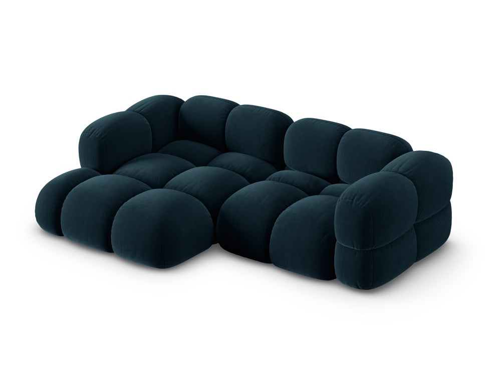 Samt-Ecksofa 3-sitzig links LORETTO petrol
