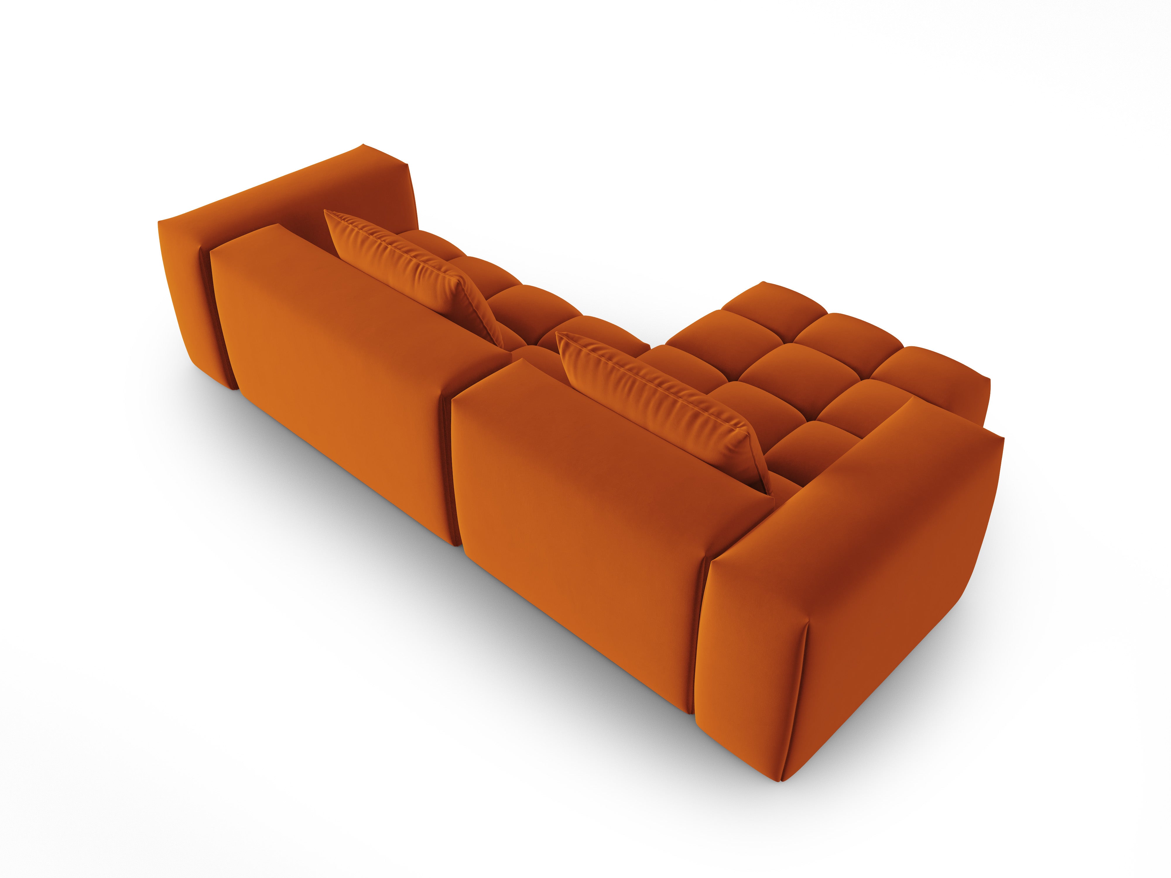 Velvet Corner Sofa for 3 People Left Side VERONA Brick