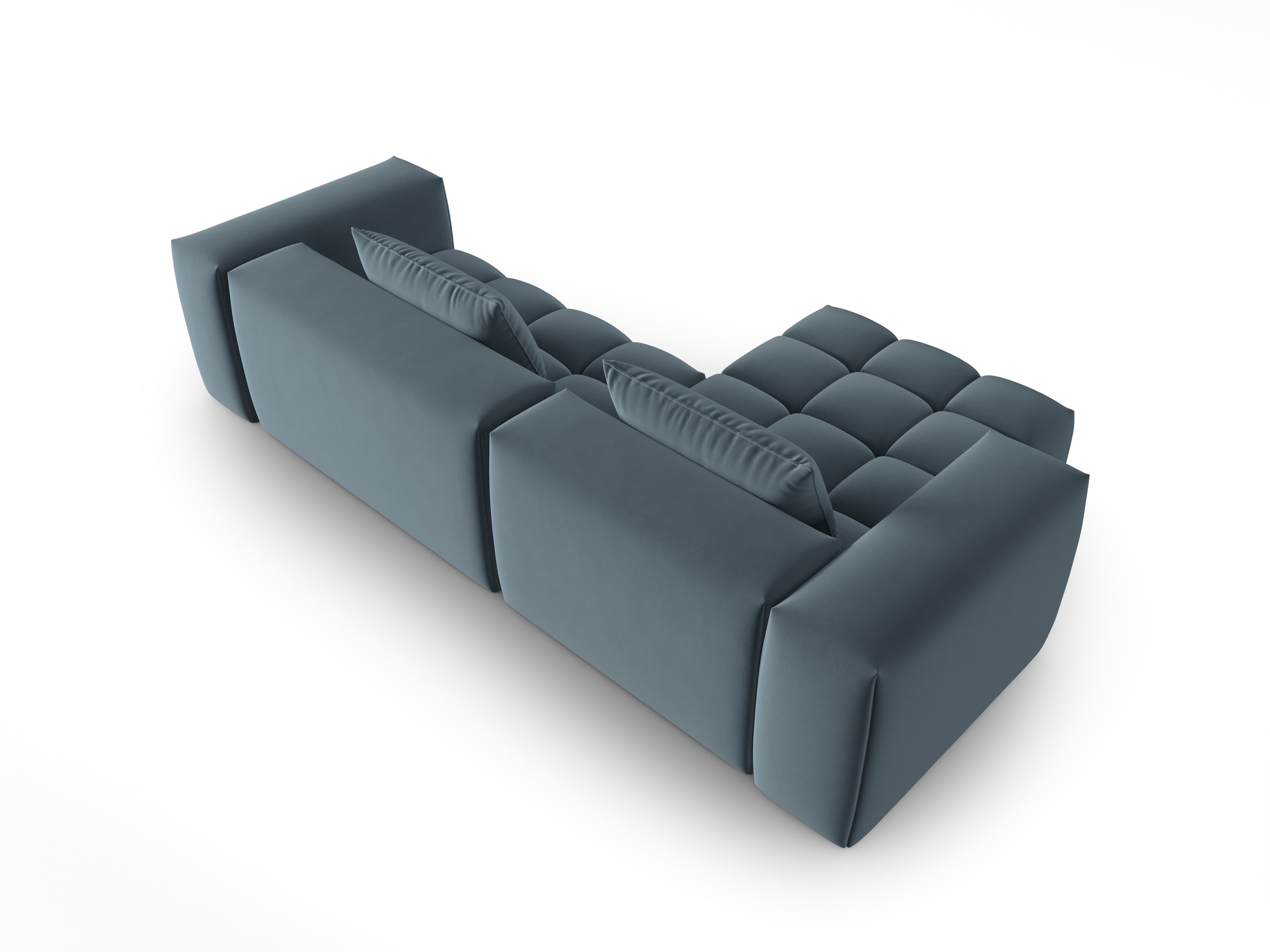 Velvet Corner Sofa for 3 People Left Side VERONA Blue
