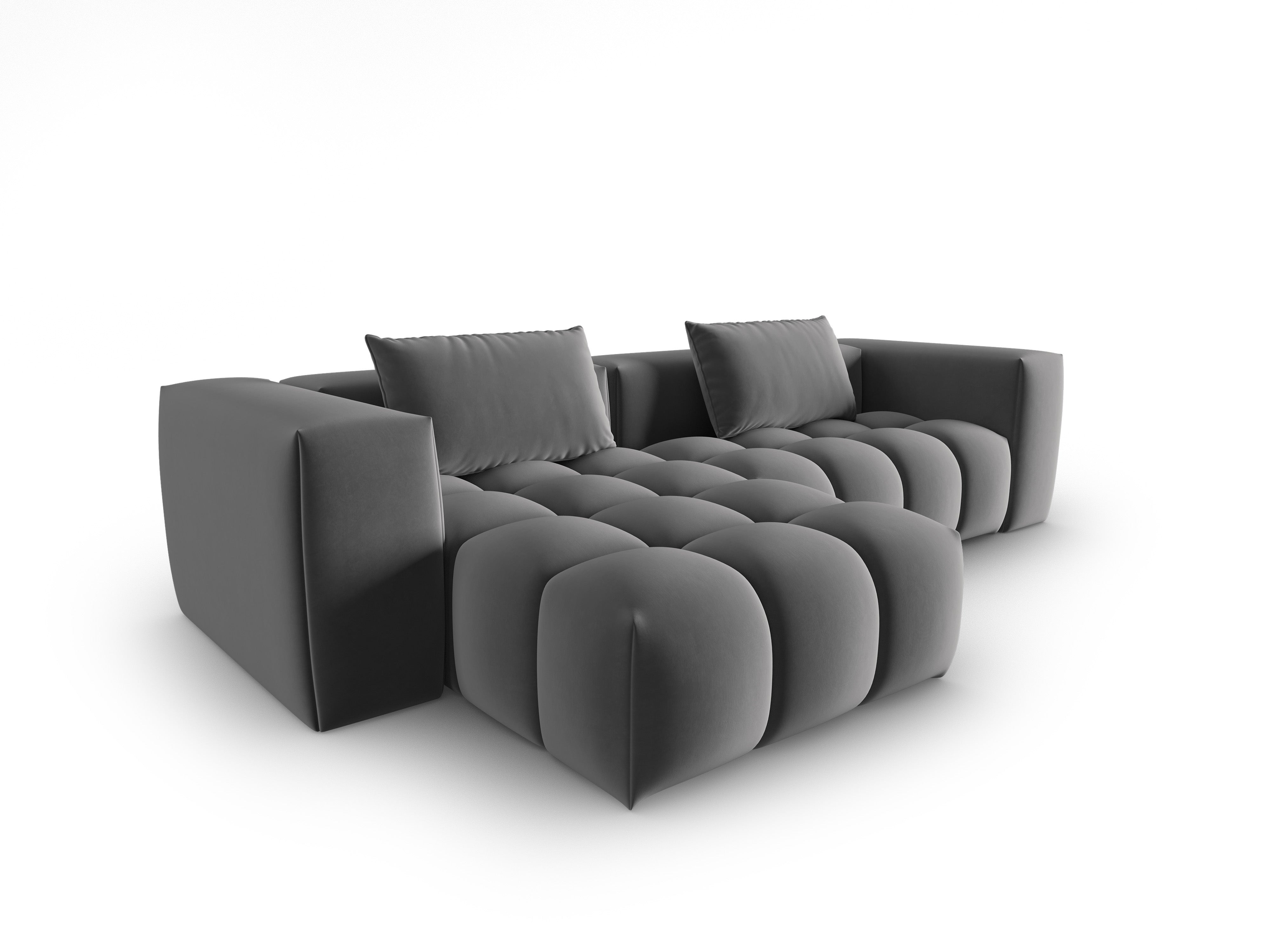 Velvet Corner Sofa for 3 People Left Side VERONA Gray