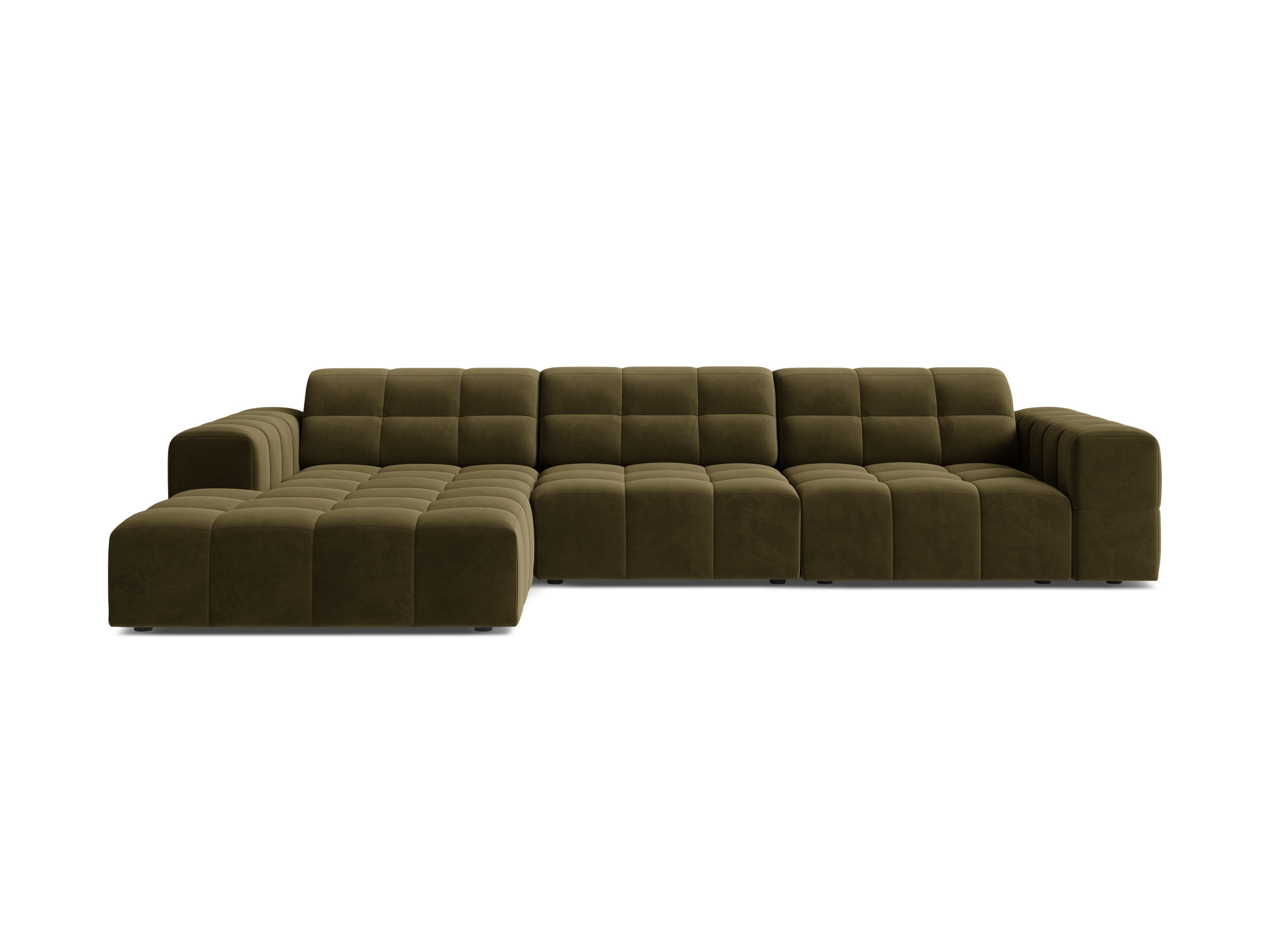 Left-handed velvet 4-seater olive chicago corner