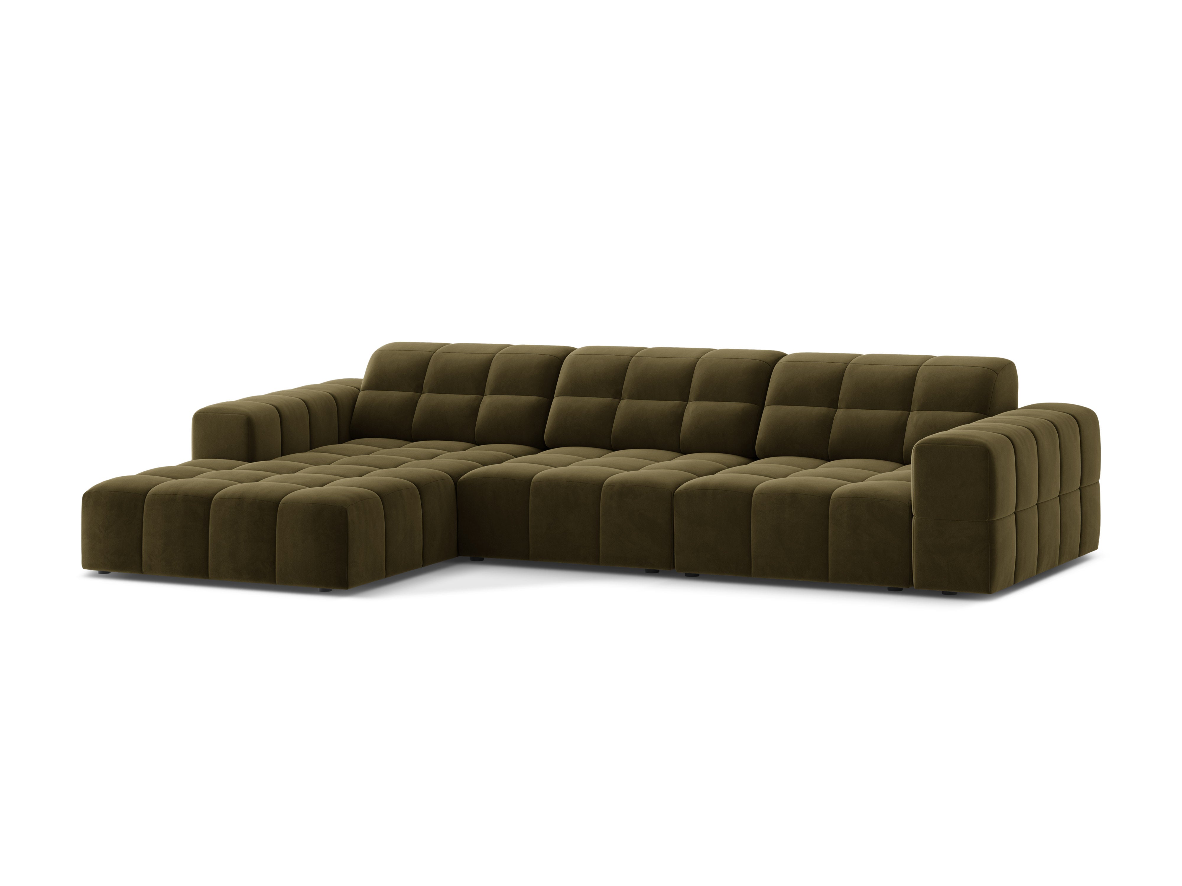 Left-handed velvet 4-seater olive chicago corner