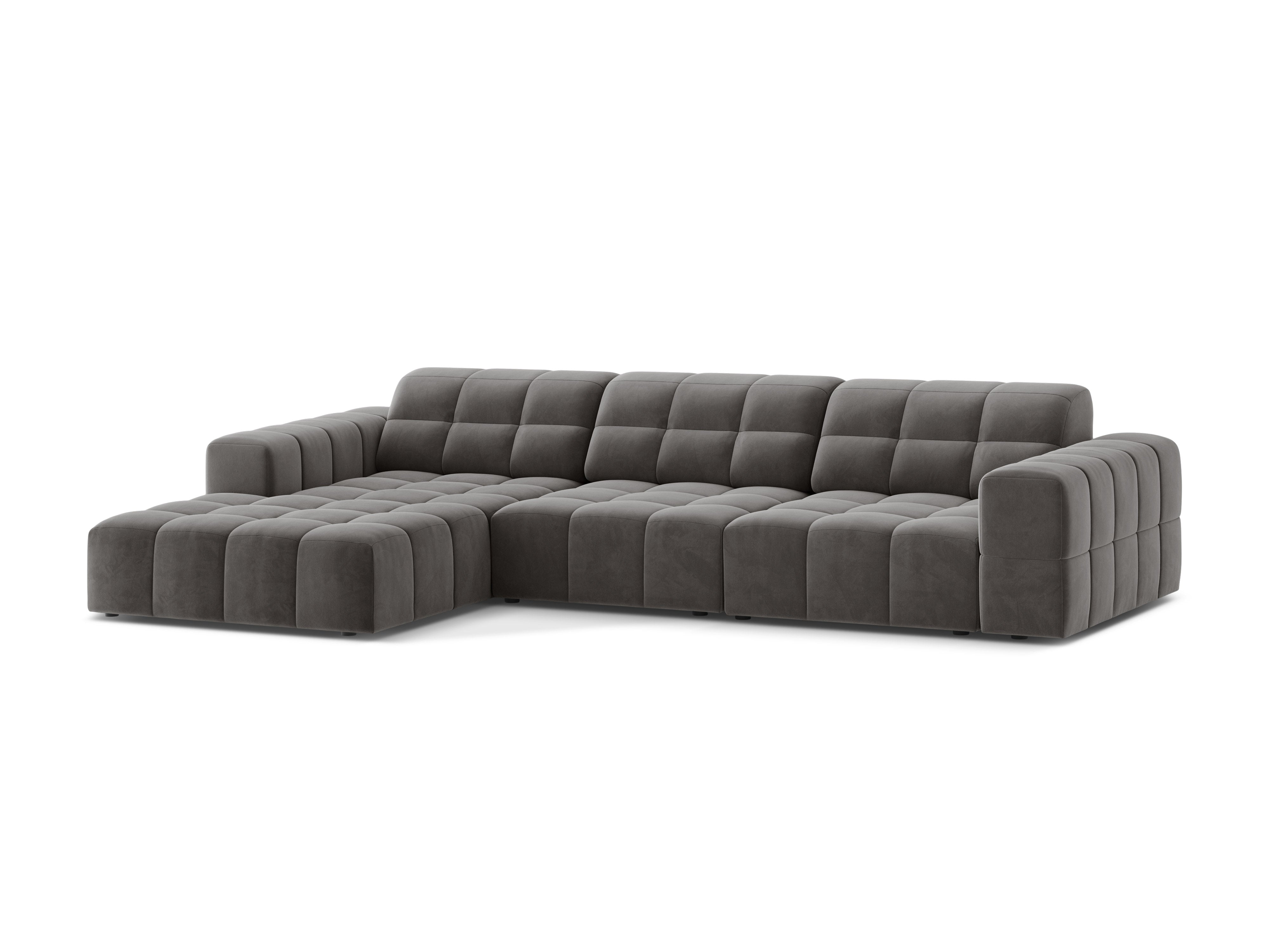 Left-handed velvet 4-seater chicago gray corner