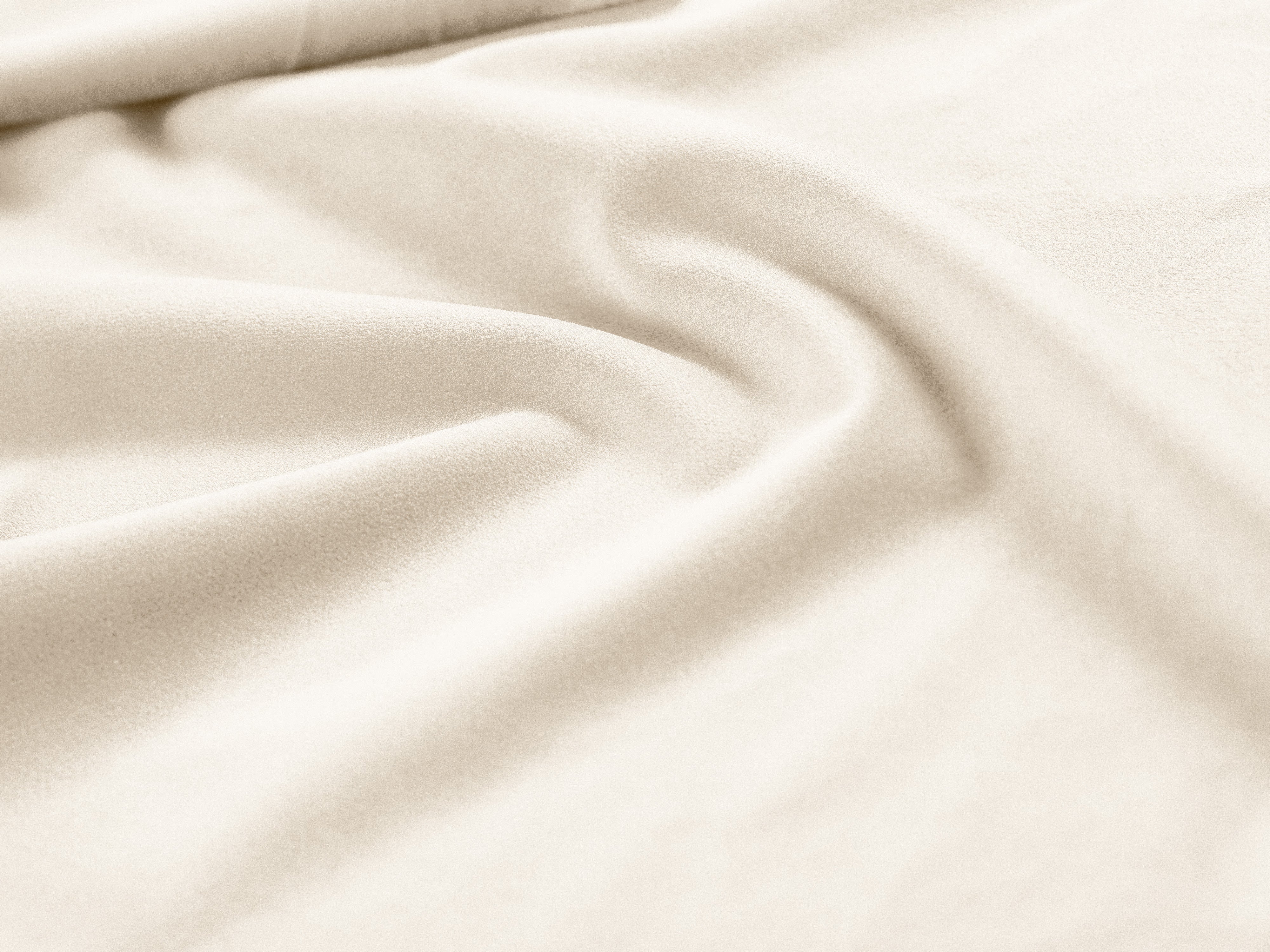 Samt-Ecksofa für 6 Personen links VIENNA beige mit schwarzem Fuß