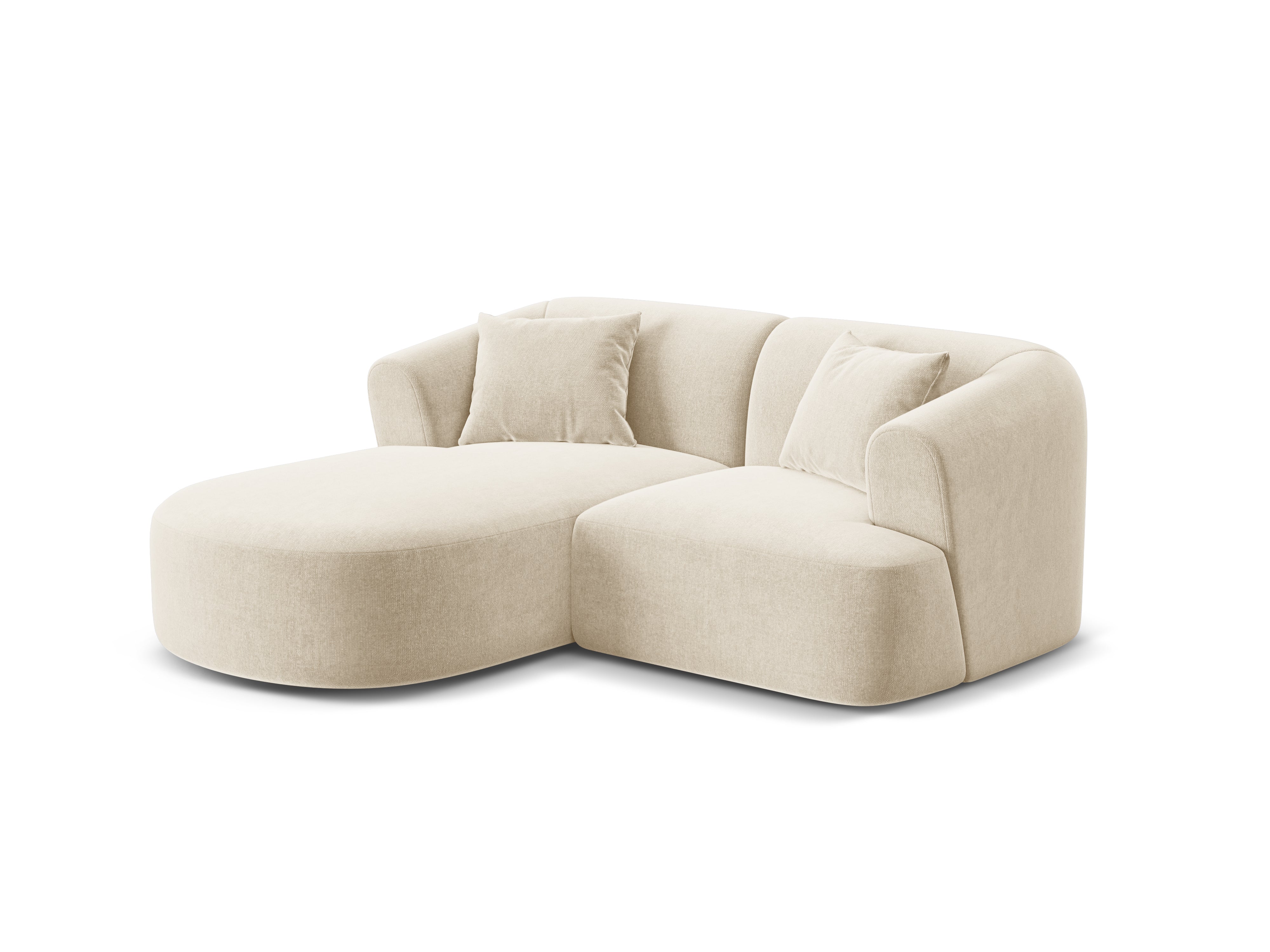 Left-facing velvet corner sofa for 3 people CAMPI light beige