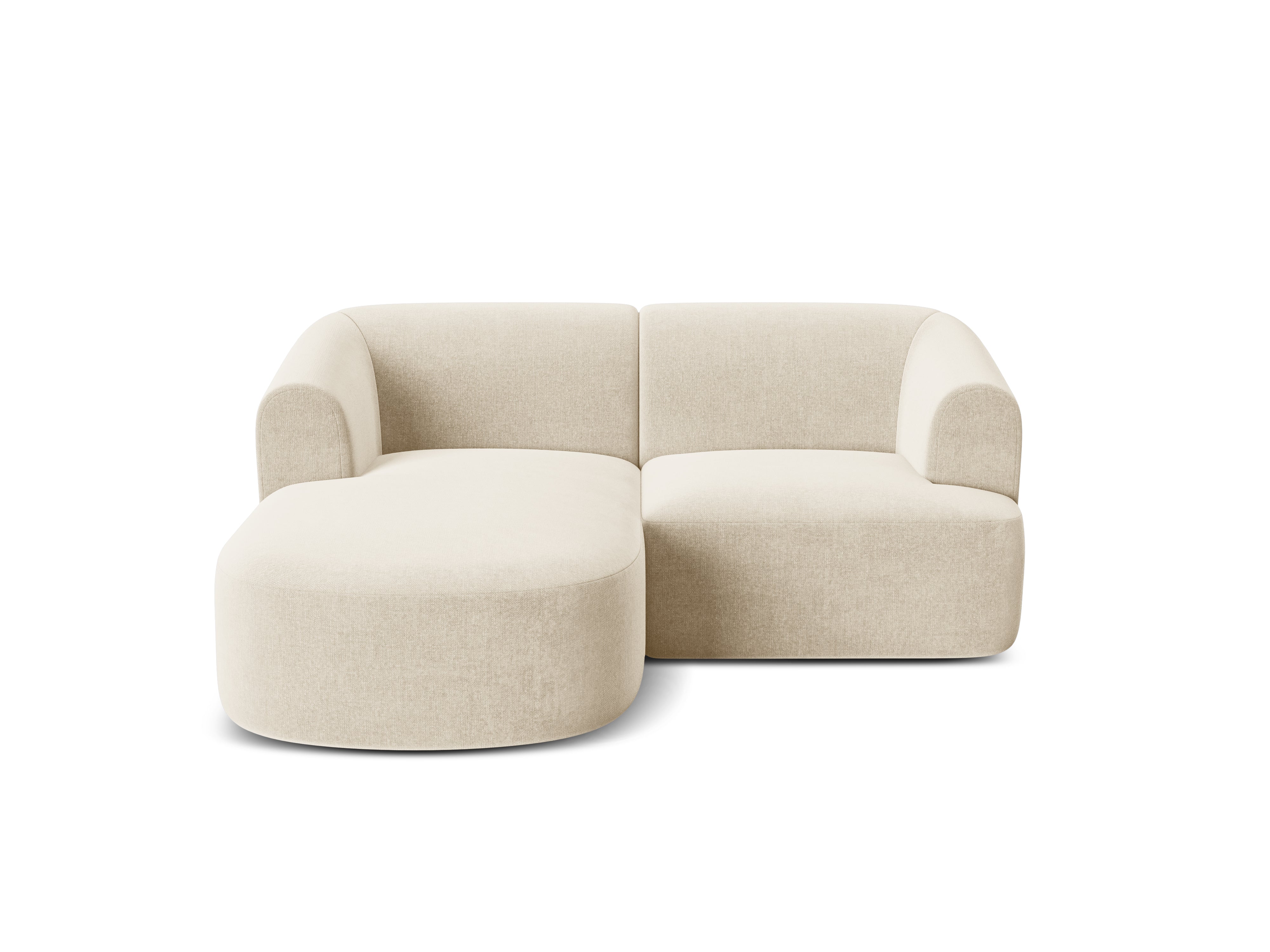 Left-facing velvet corner sofa for 3 people CAMPI light beige