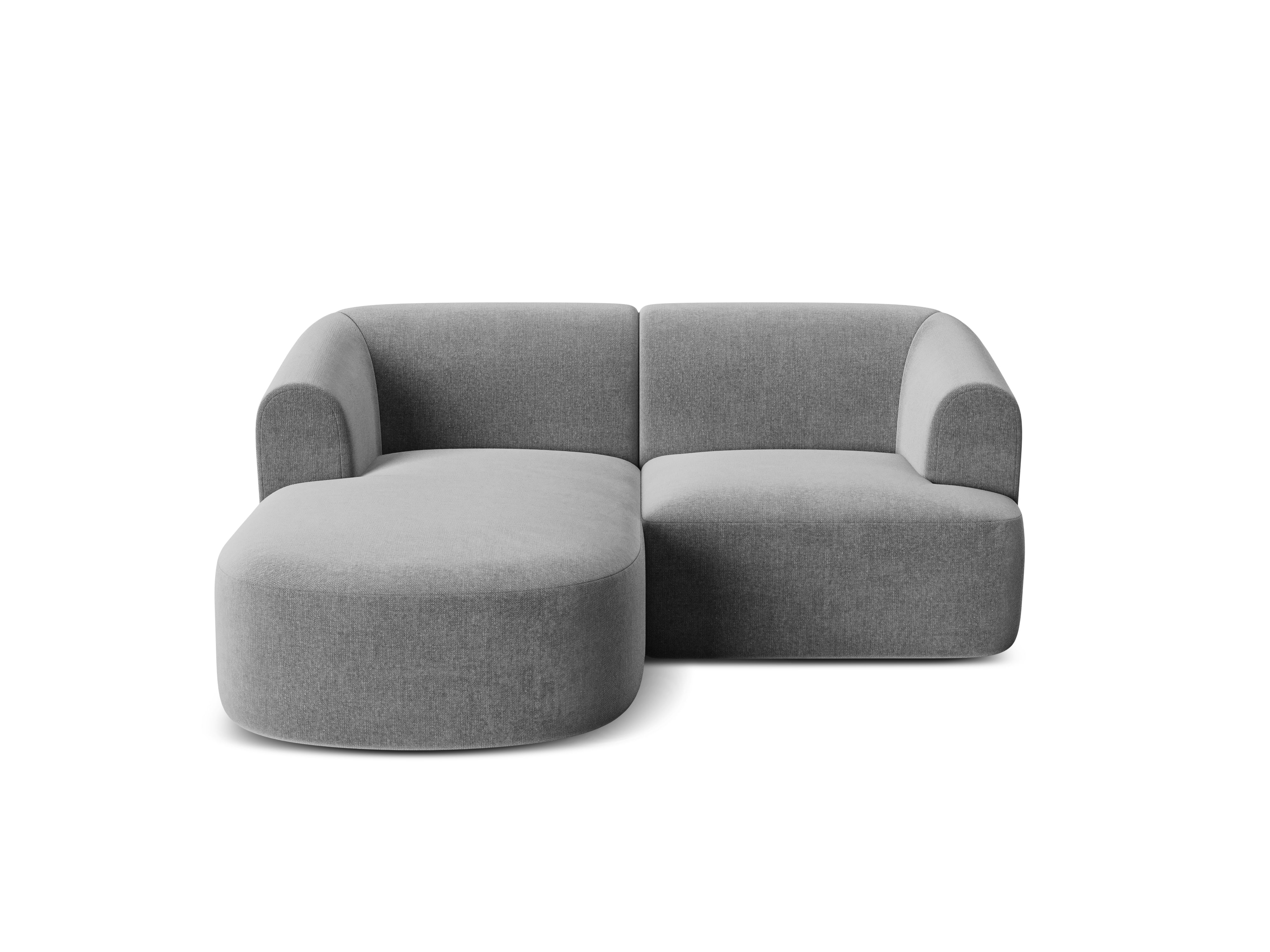Samt-Ecksofa linksseitig 3-sitzig CAMPI grau