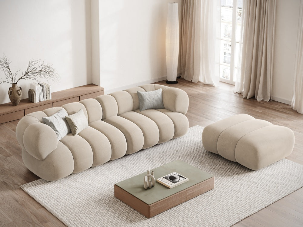 Beige velvet pouf KOGE