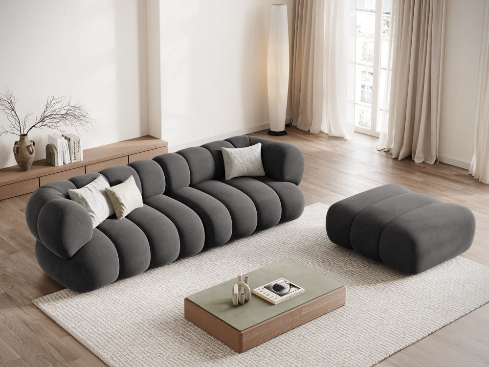 Velvet pouf KOGE dark gray