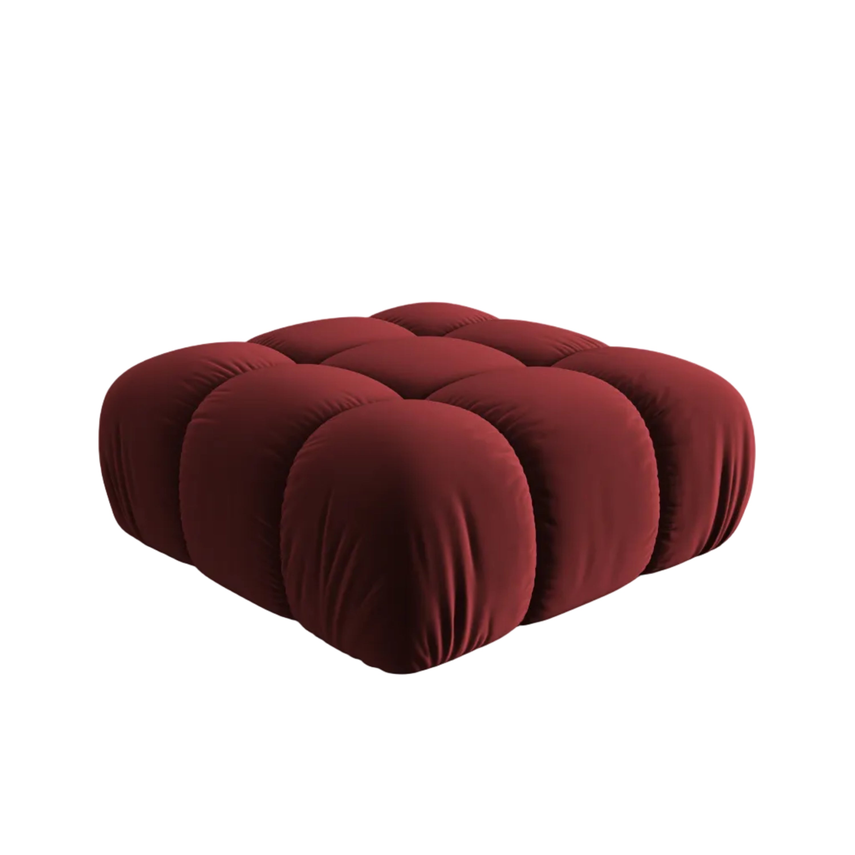 CORTINA Velvet Pouf in Wine Red