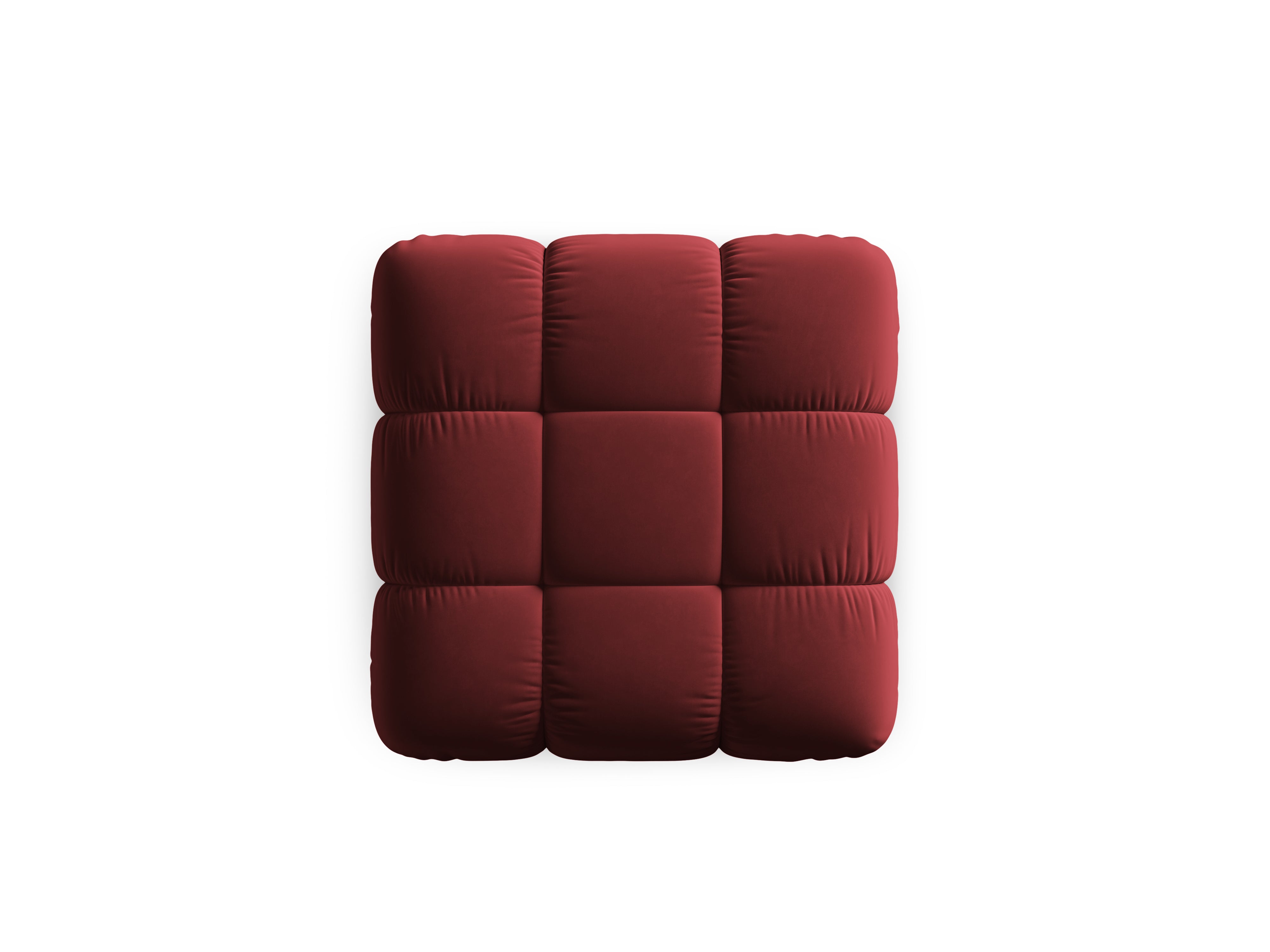 CORTINA Velvet Pouf in Wine Red