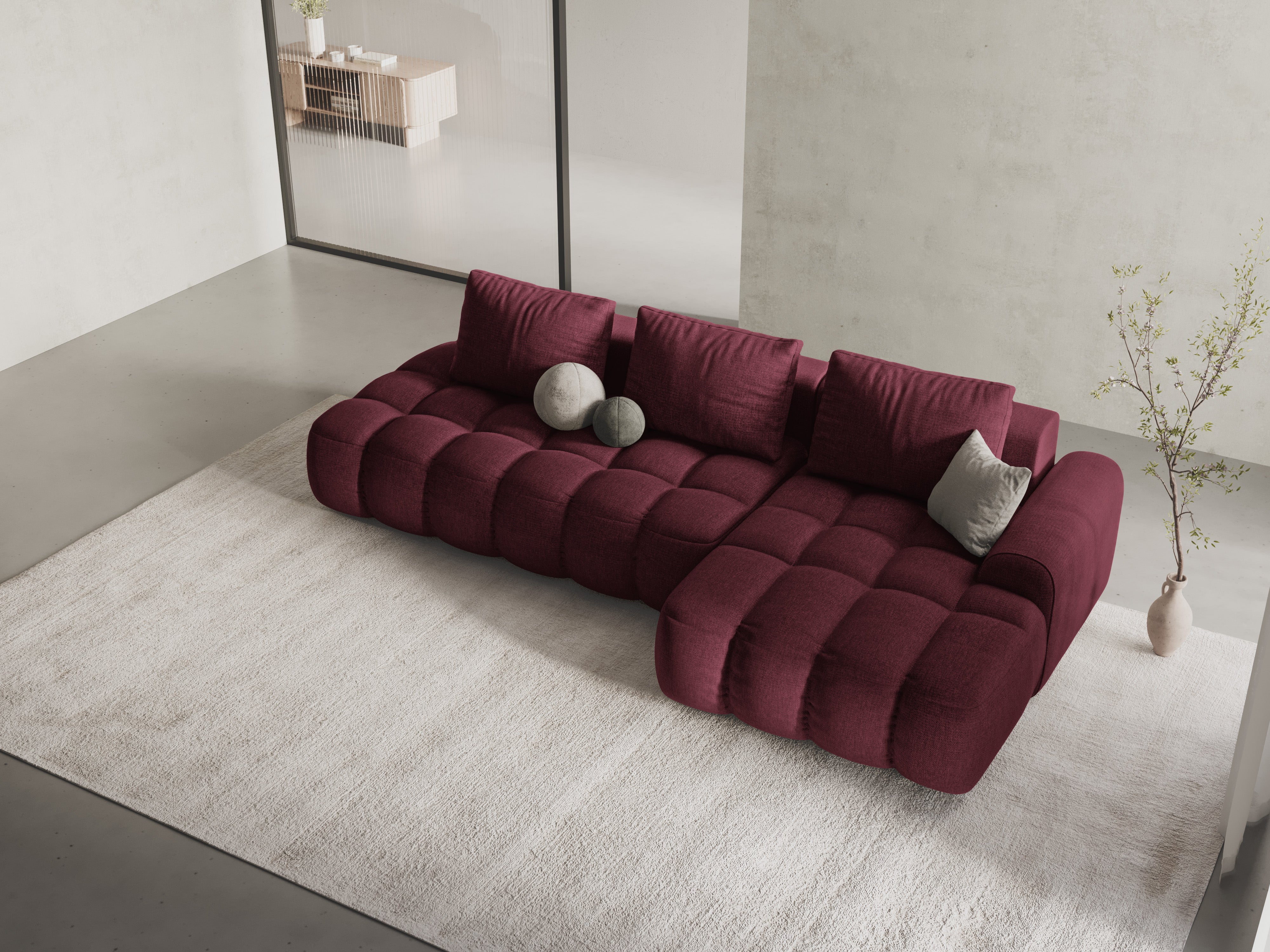 Right-sided corner sofa bed for 3 people LINZ burgundy