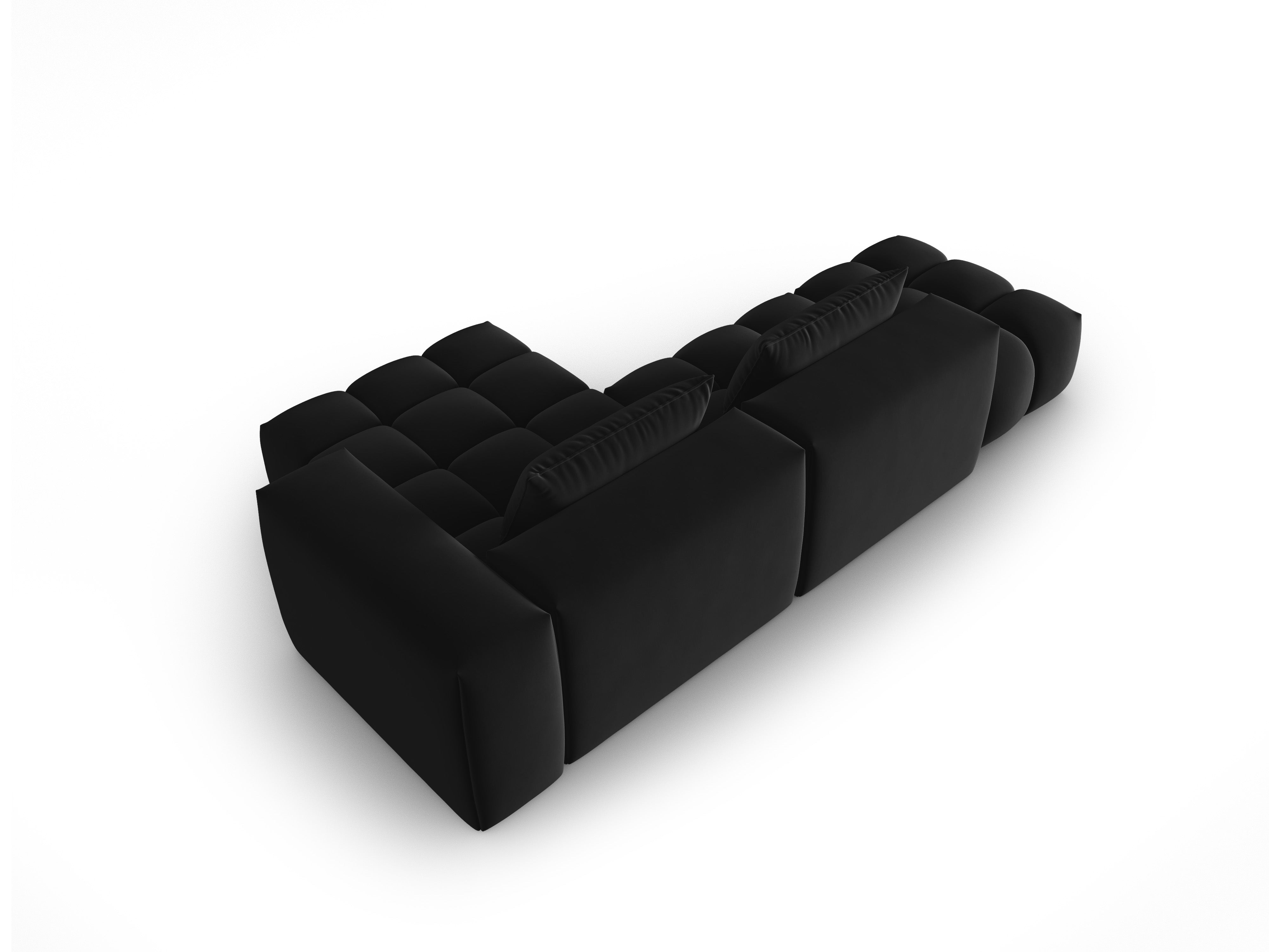 Open right-facing 4-seater velvet corner sofa VERONA black
