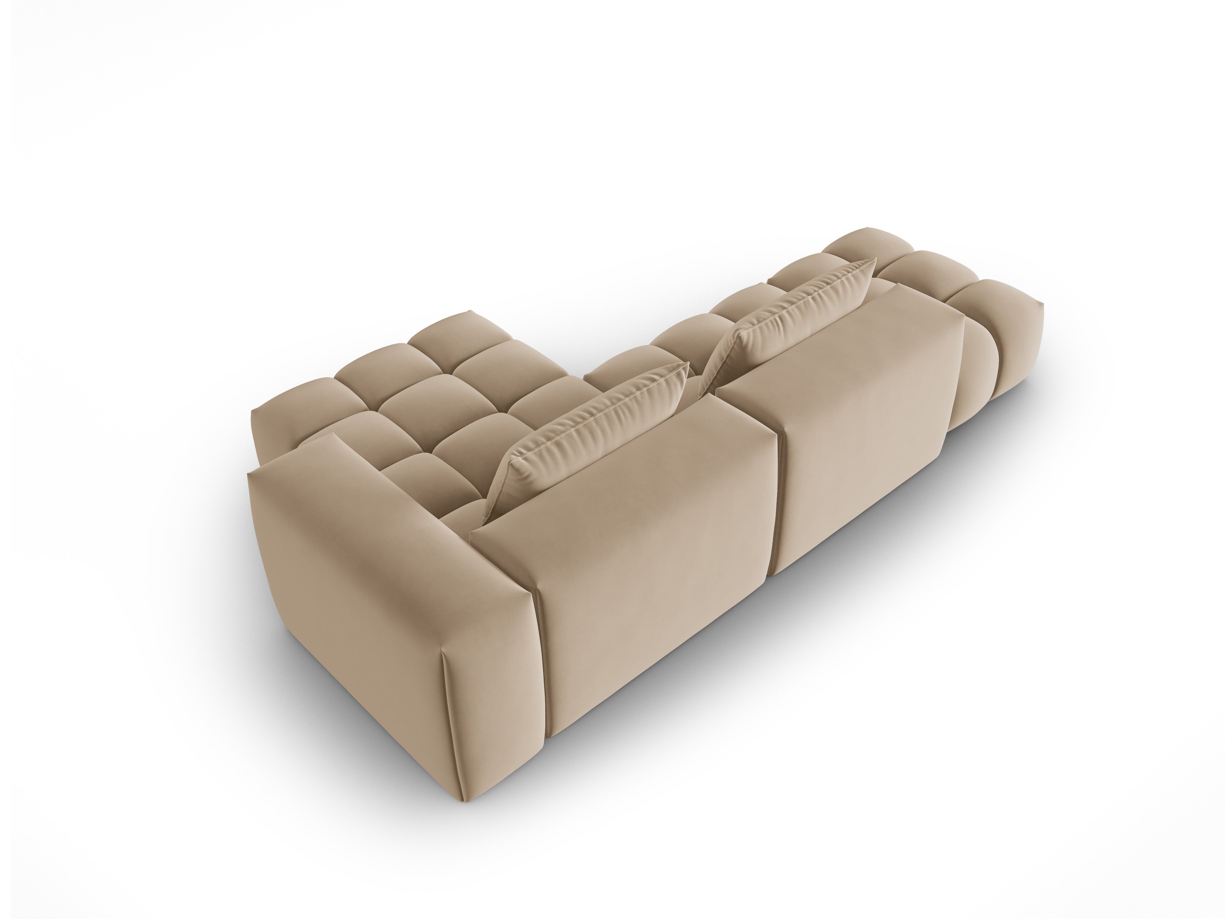 Open right-facing 4-seater velvet corner sofa VERONA sand