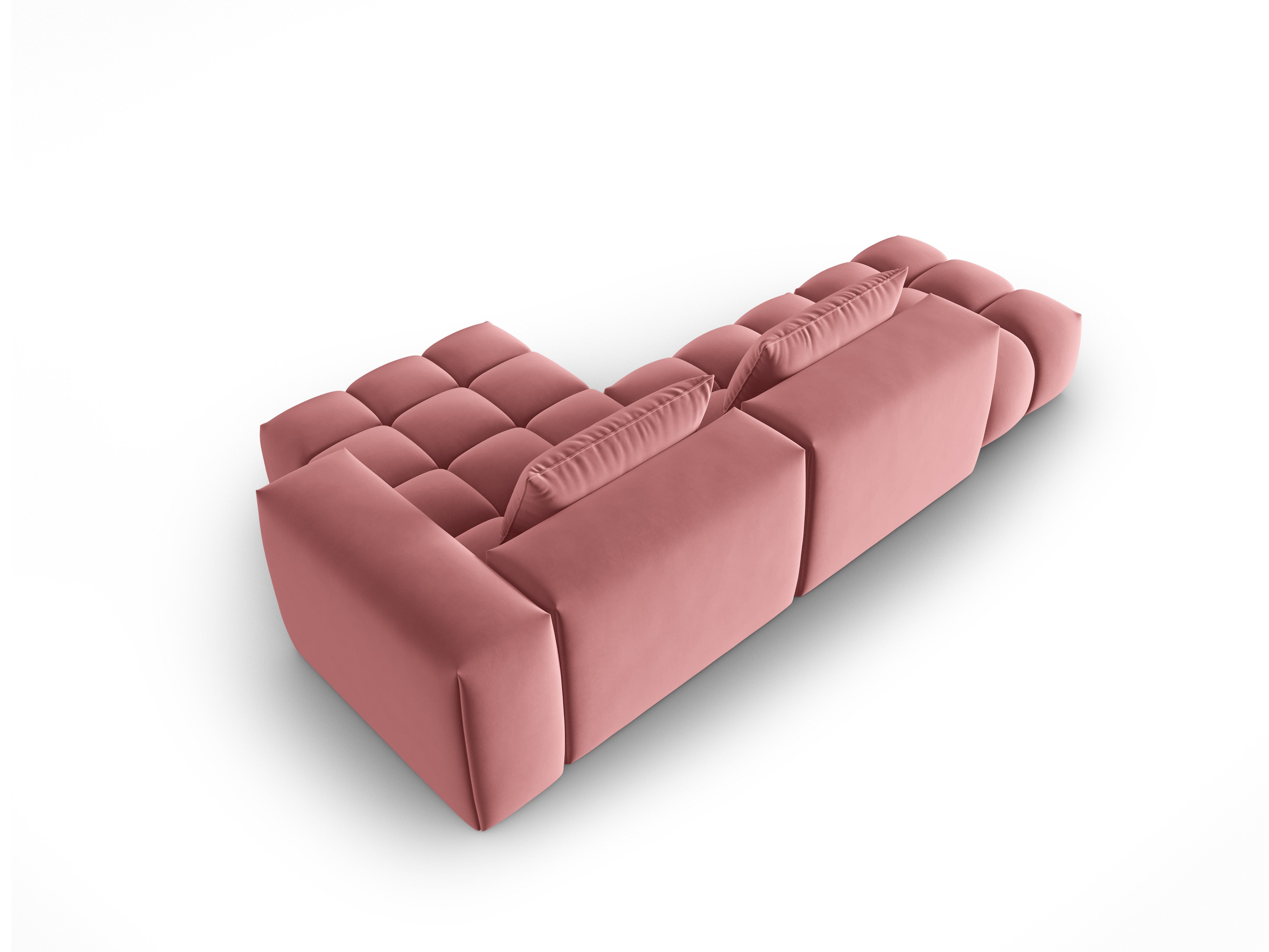 Open right-facing 4-seater velvet corner sofa VERONA flamingo pink