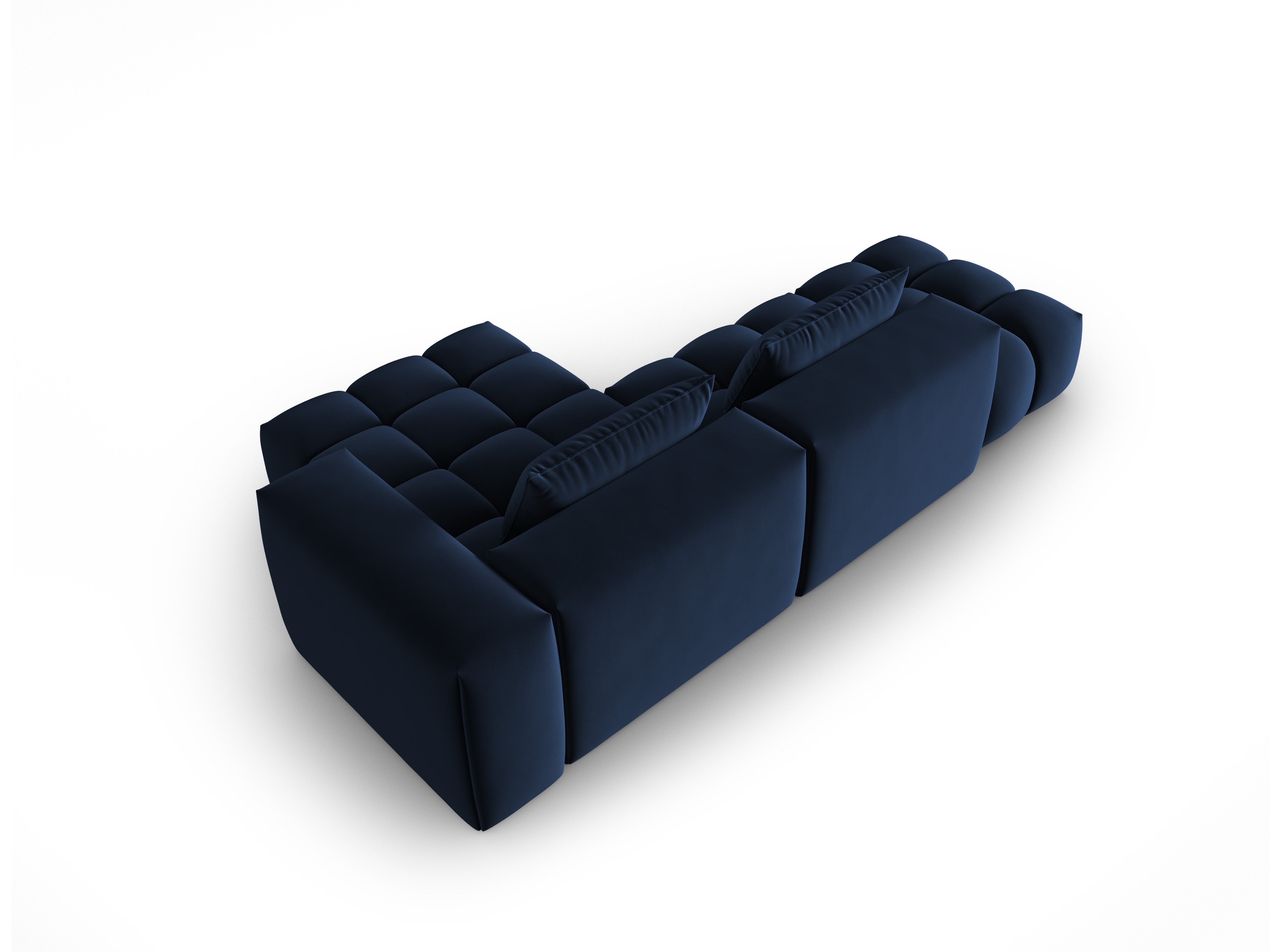 Open right-facing 4-seater velvet corner sofa VERONA royal blue
