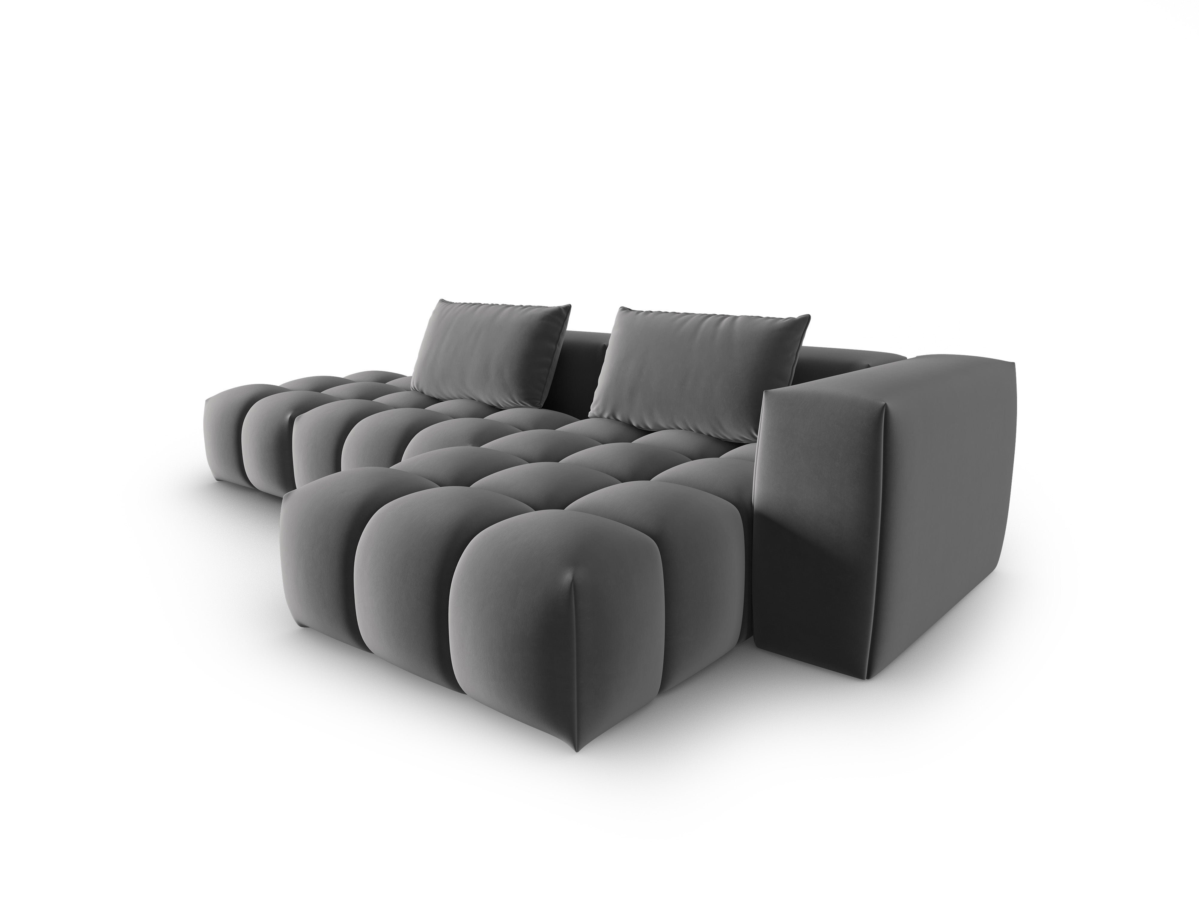 Open right-facing 4-seater velvet corner sofa VERONA gray