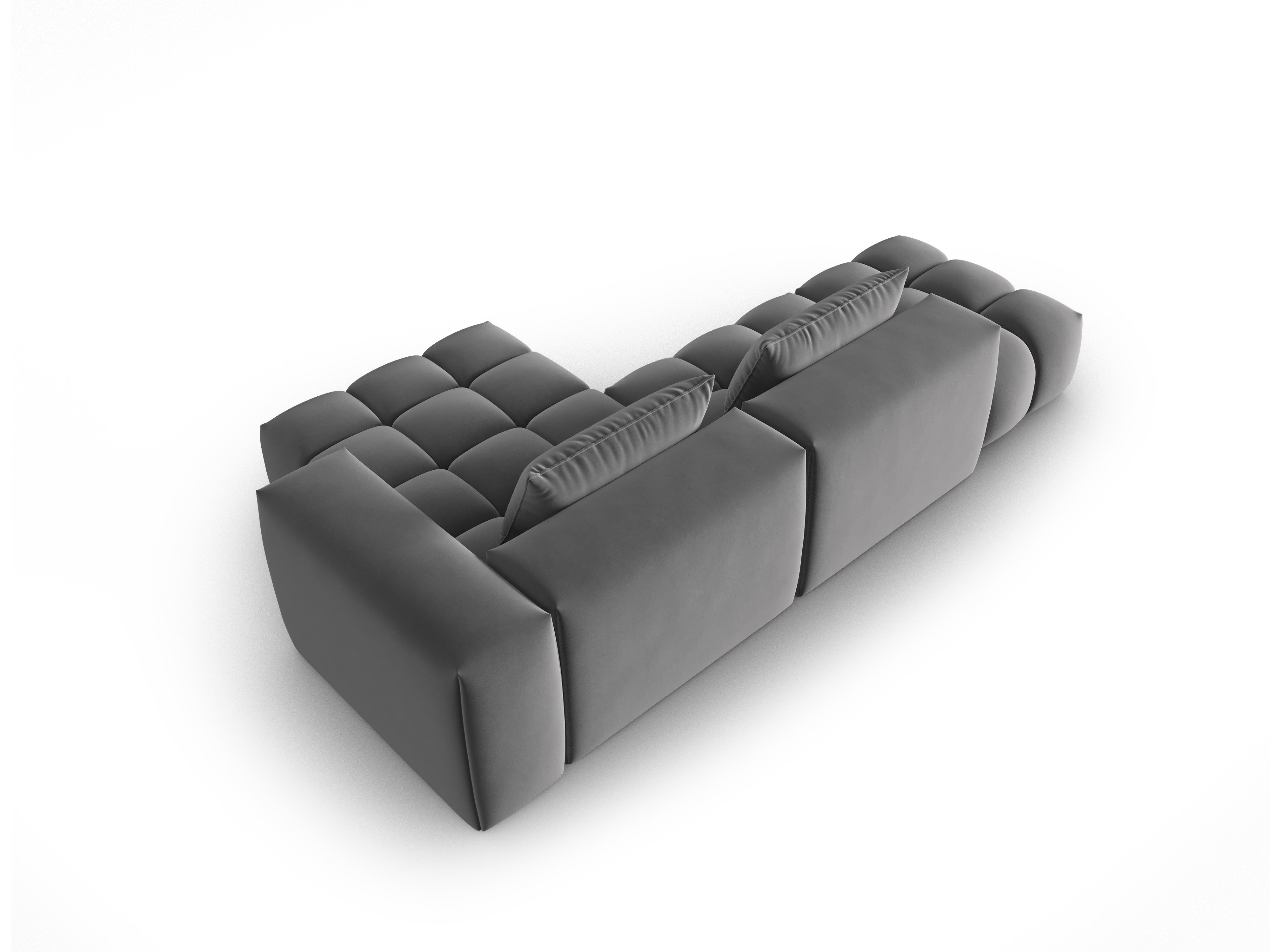 Open right-facing 4-seater velvet corner sofa VERONA gray