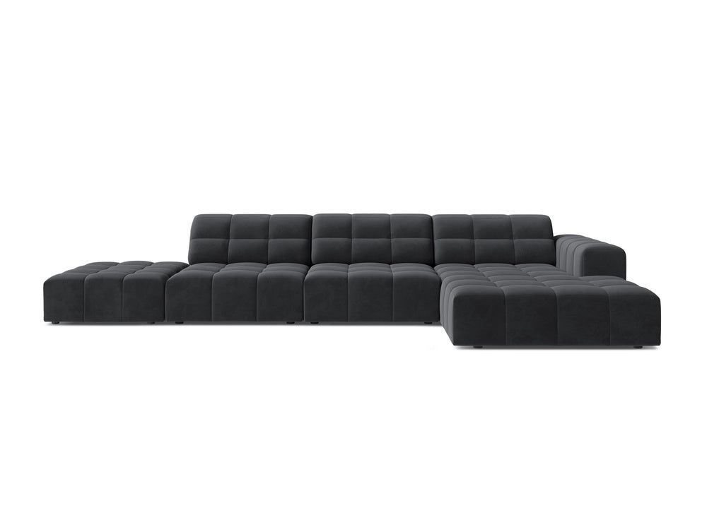 Right-sided corner velvet 5-seater chicago dark gray