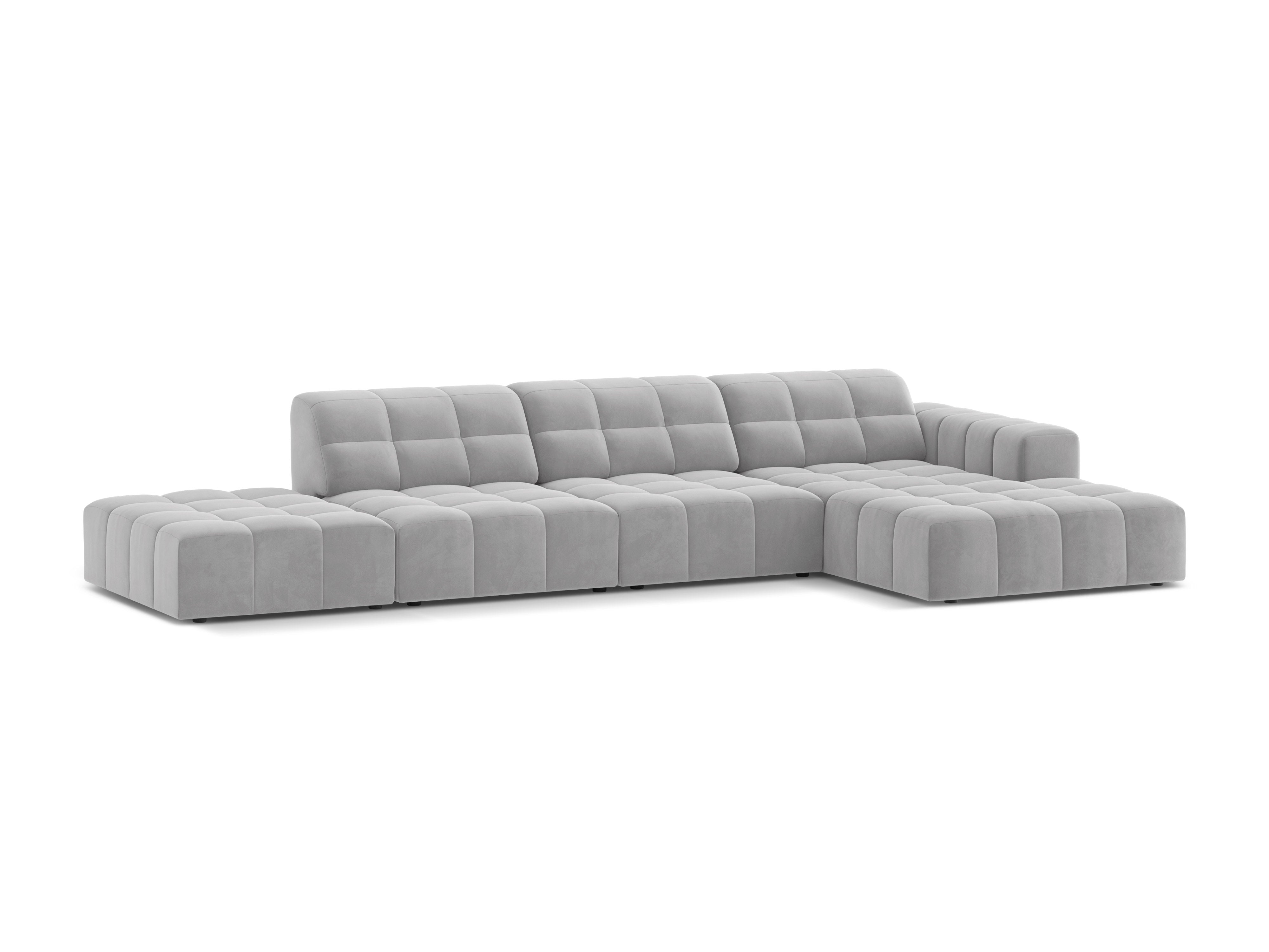 Right-sided corner velvet 5-seater chicago light gray