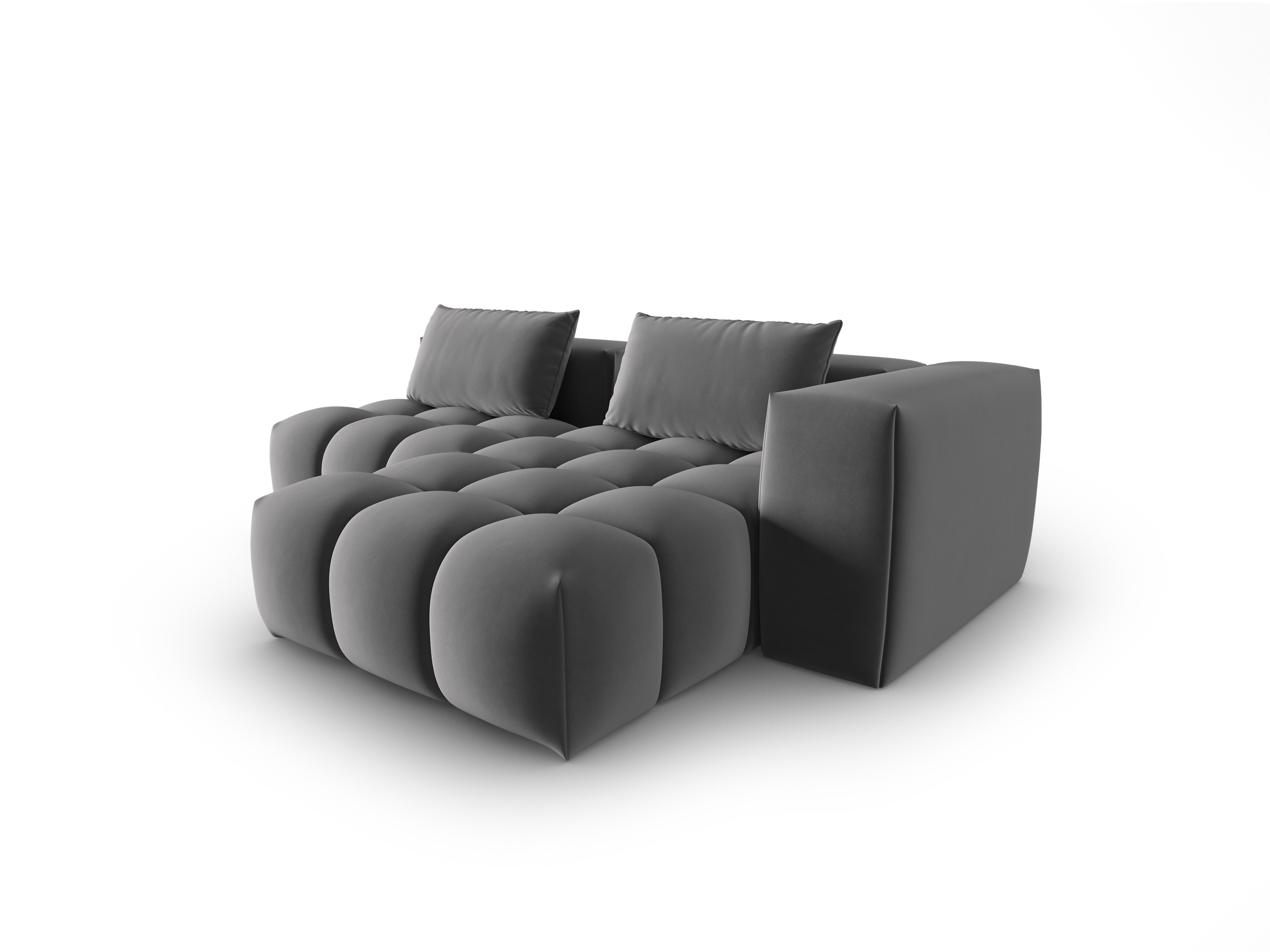 Gray velvet 3-seater right-facing open corner sofa VERONA