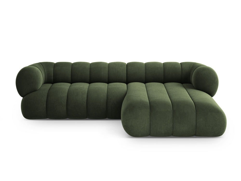 Samt-Ecksofa für 5 Personen rechts KOGE grün