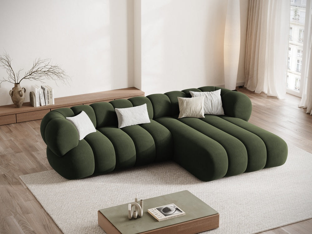 Samt-Ecksofa für 5 Personen rechts KOGE grün