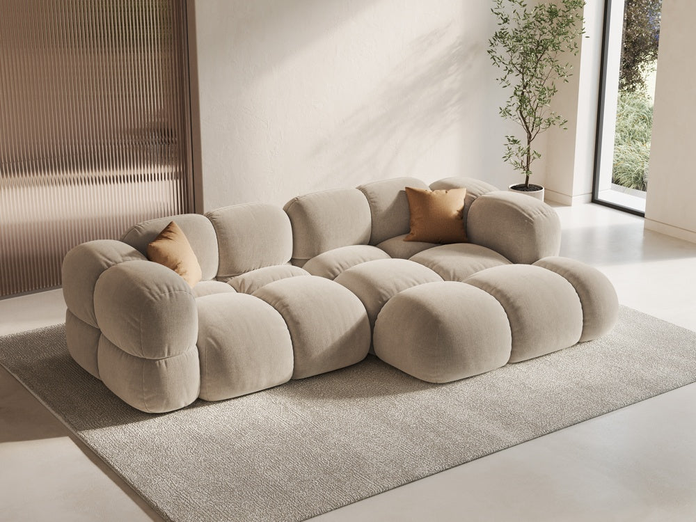 Samt-Ecksofa 3-sitzig rechts LORETTO beige