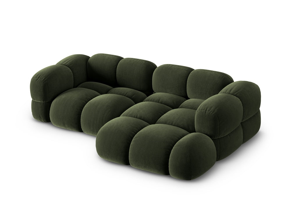 Samt-Ecksofa 3-sitzig rechts LORETTO grün