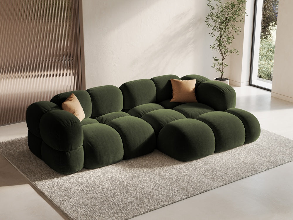Samt-Ecksofa 3-sitzig rechts LORETTO grün