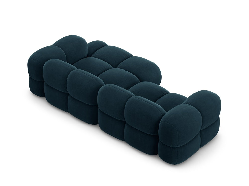 Velvet corner sofa for 3 people right-sided LORETTO petrol