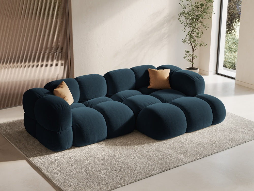 Velvet corner sofa for 3 people right-sided LORETTO petrol