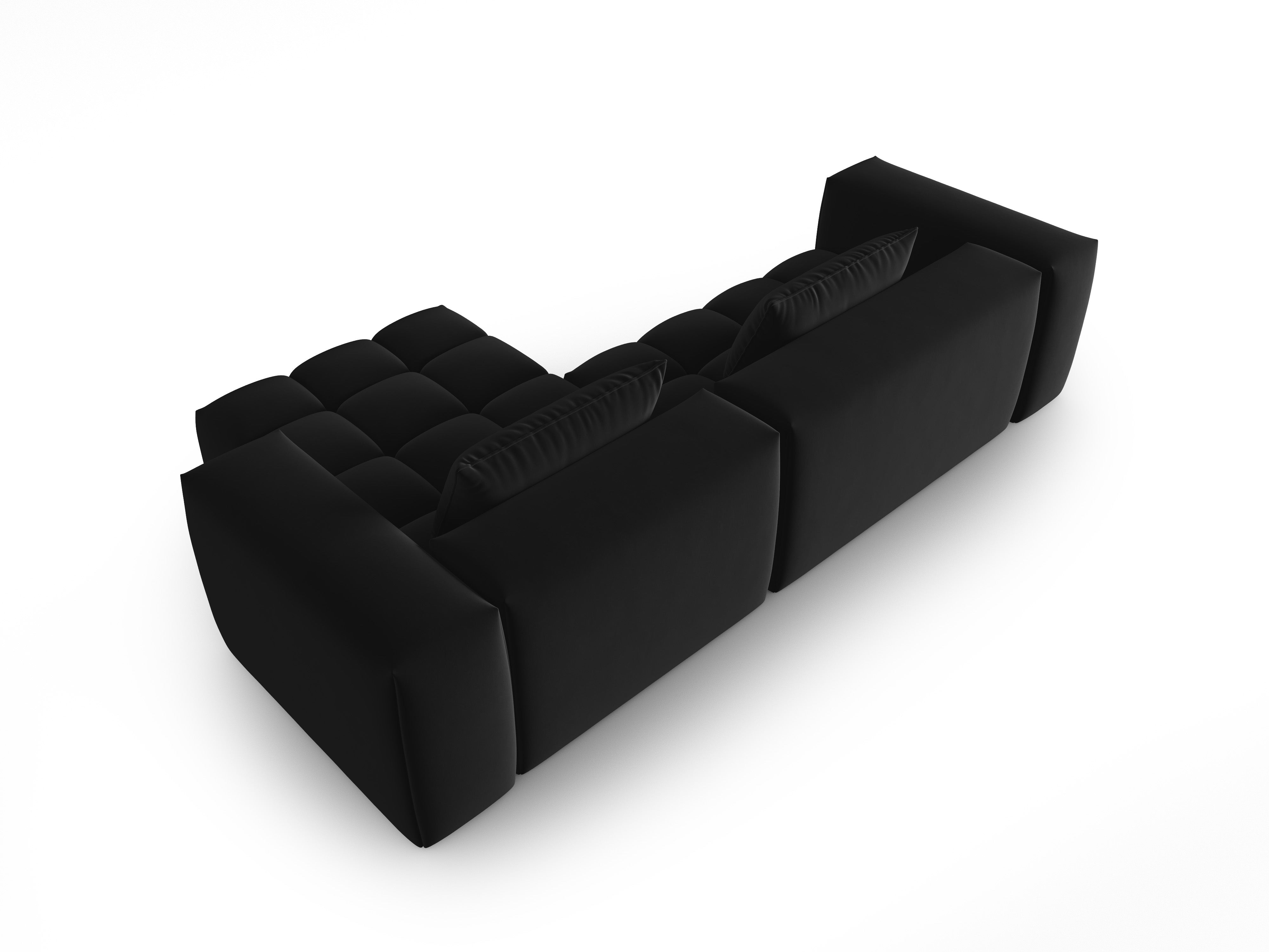 Velvet Corner Sofa for 3 People Right Side VERONA Black