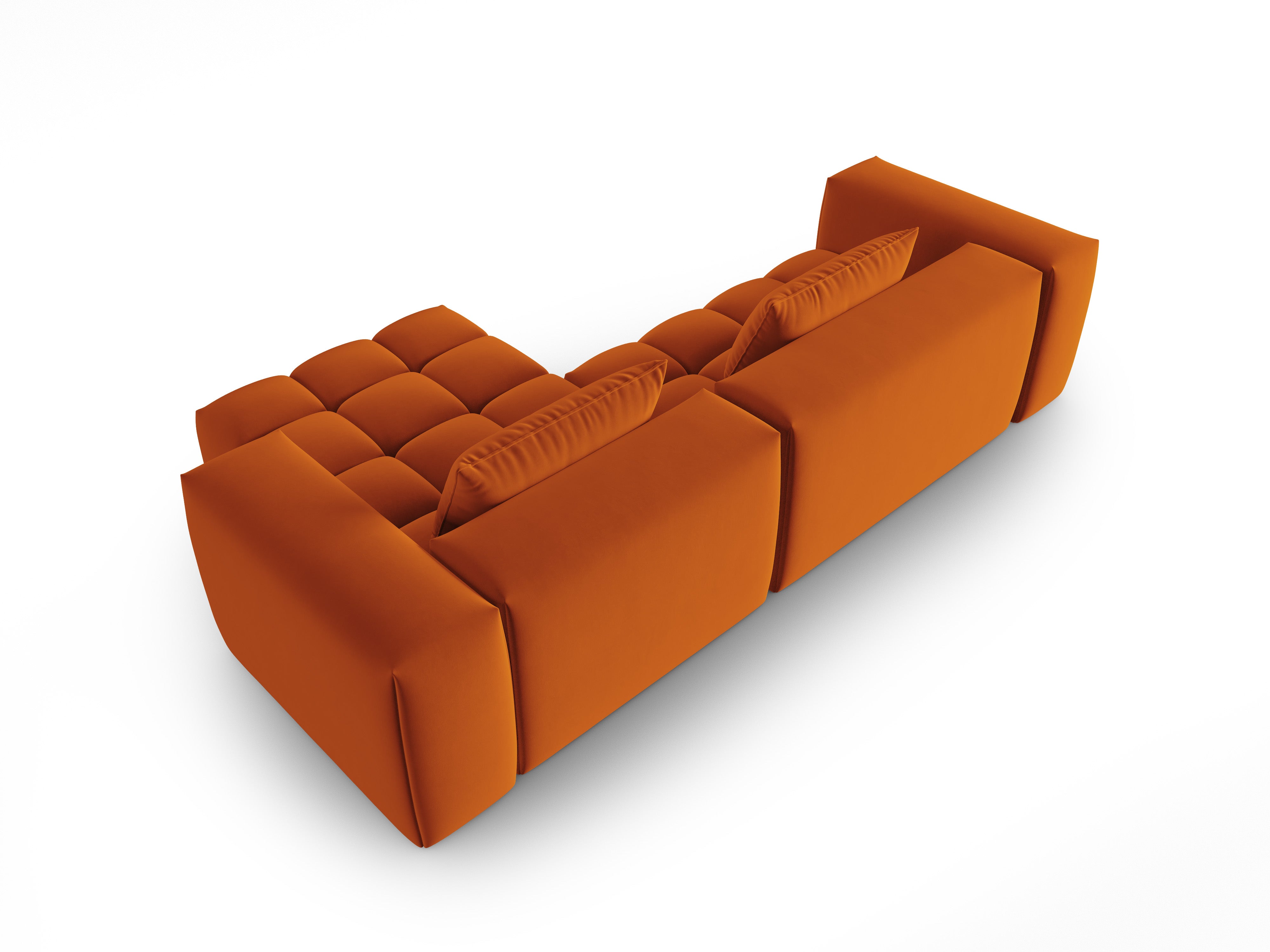 Velvet Corner Sofa for 3 People Right Side VERONA Brick