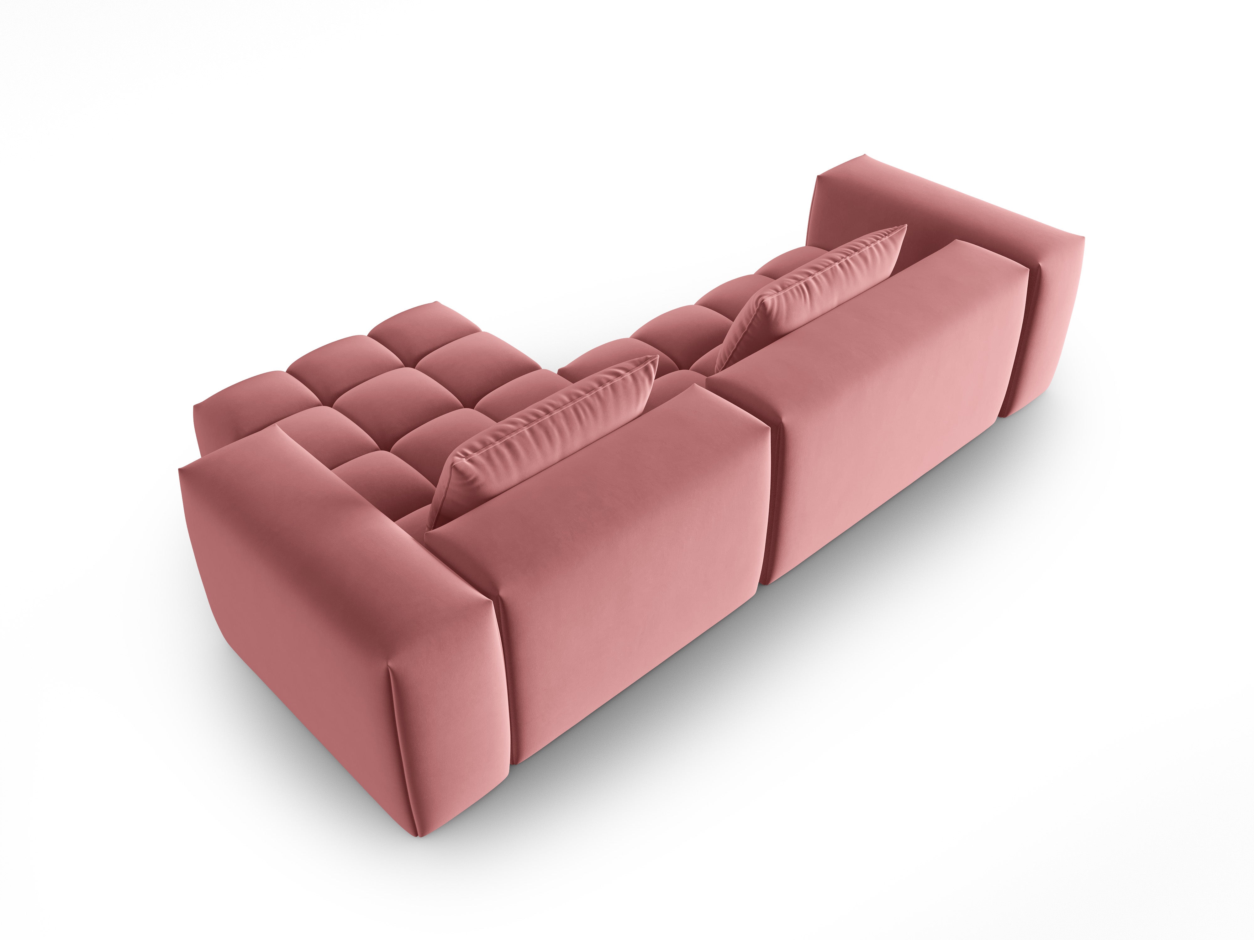 Velvet Corner Sofa for 3 People Right Side VERONA Flamingo Pink