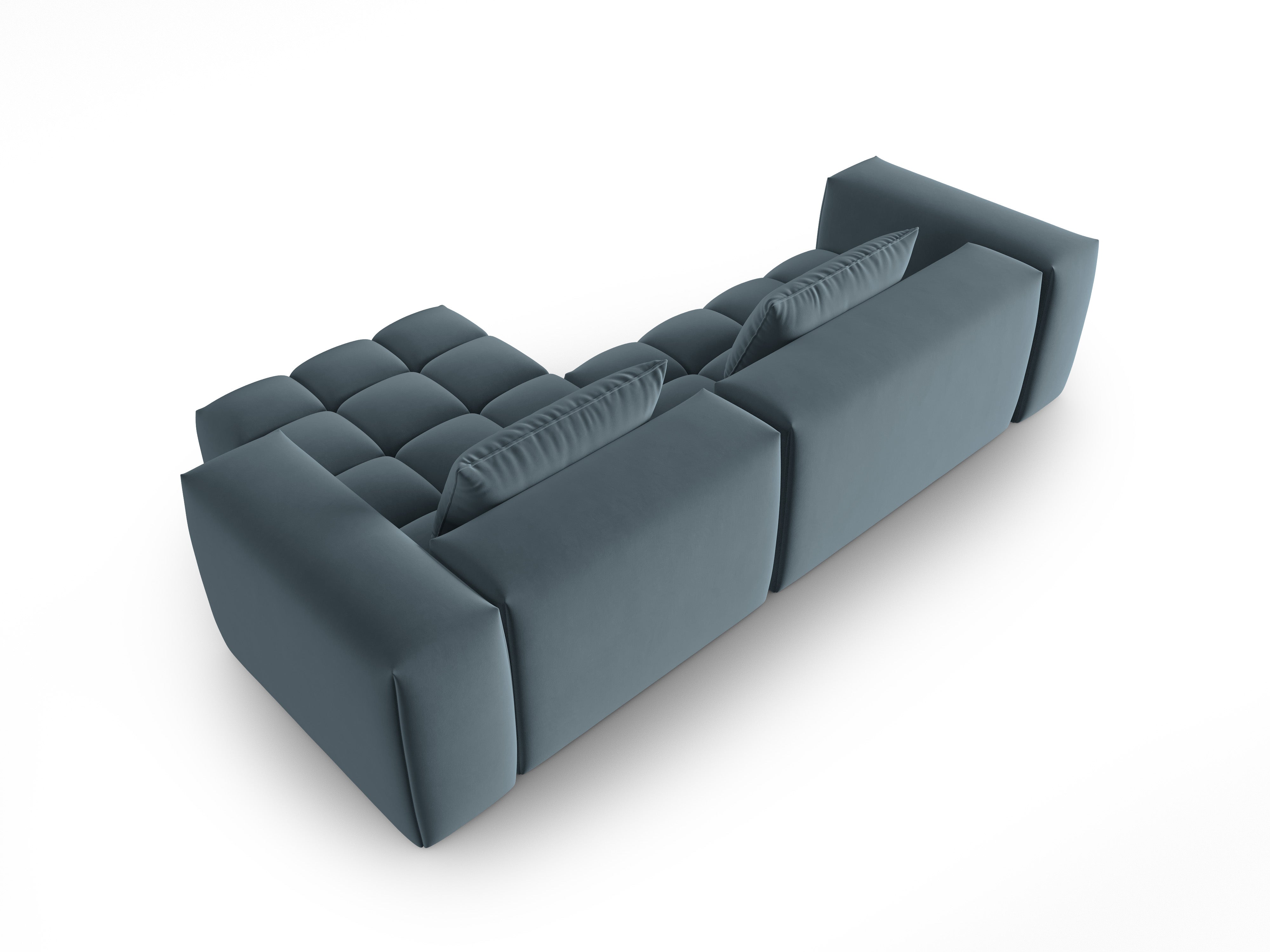 Velvet Corner Sofa for 3 People Right Side VERONA Blue