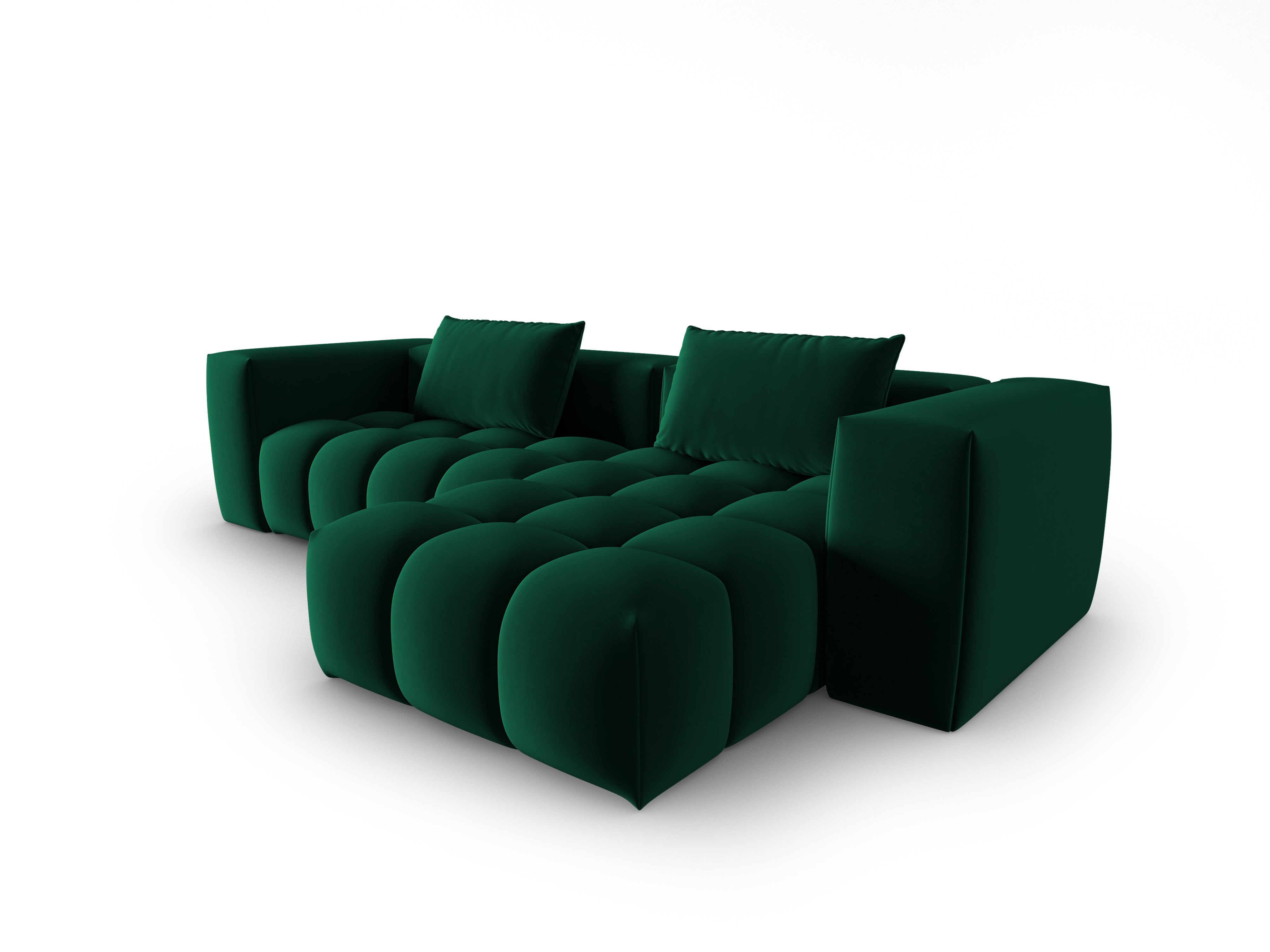 Velvet Corner Sofa for 3 People Right Side VERONA Bottle Green