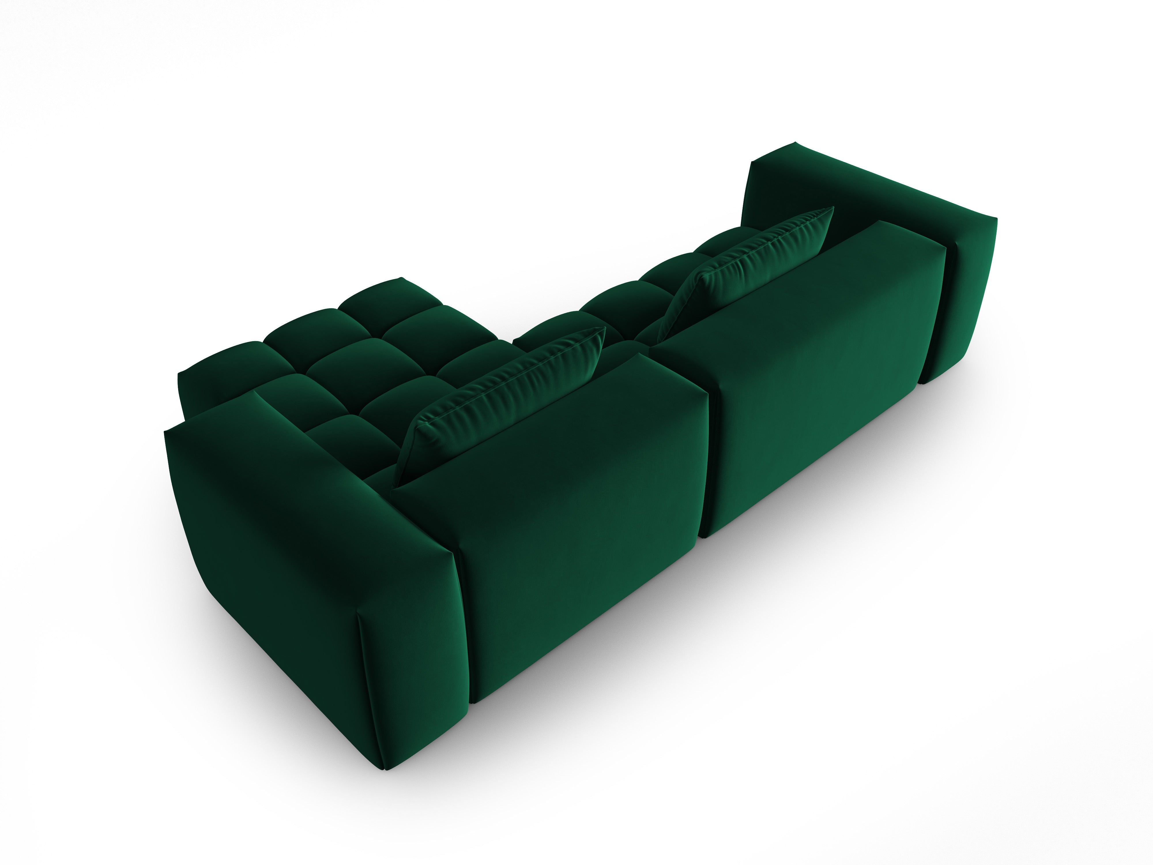 Velvet Corner Sofa for 3 People Right Side VERONA Bottle Green