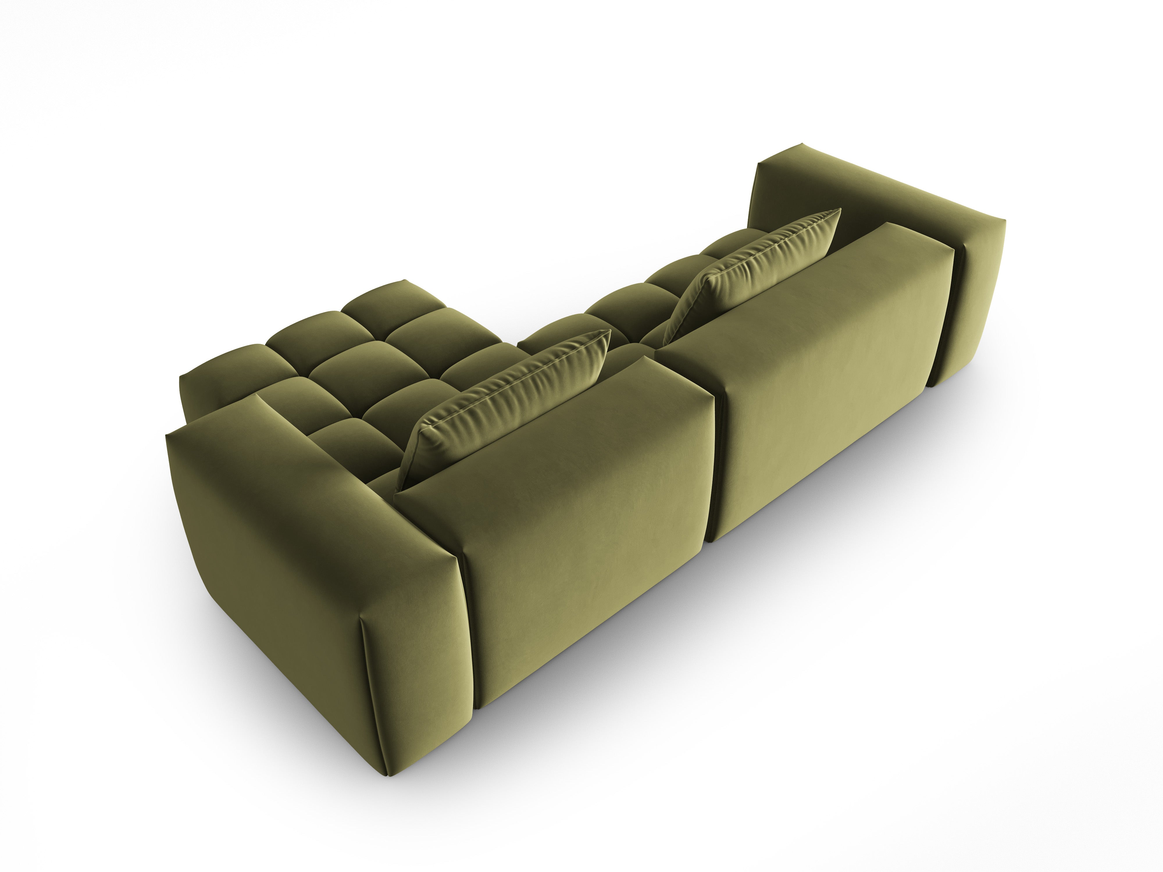 Velvet Corner Sofa for 3 People Right Side VERONA Light Green