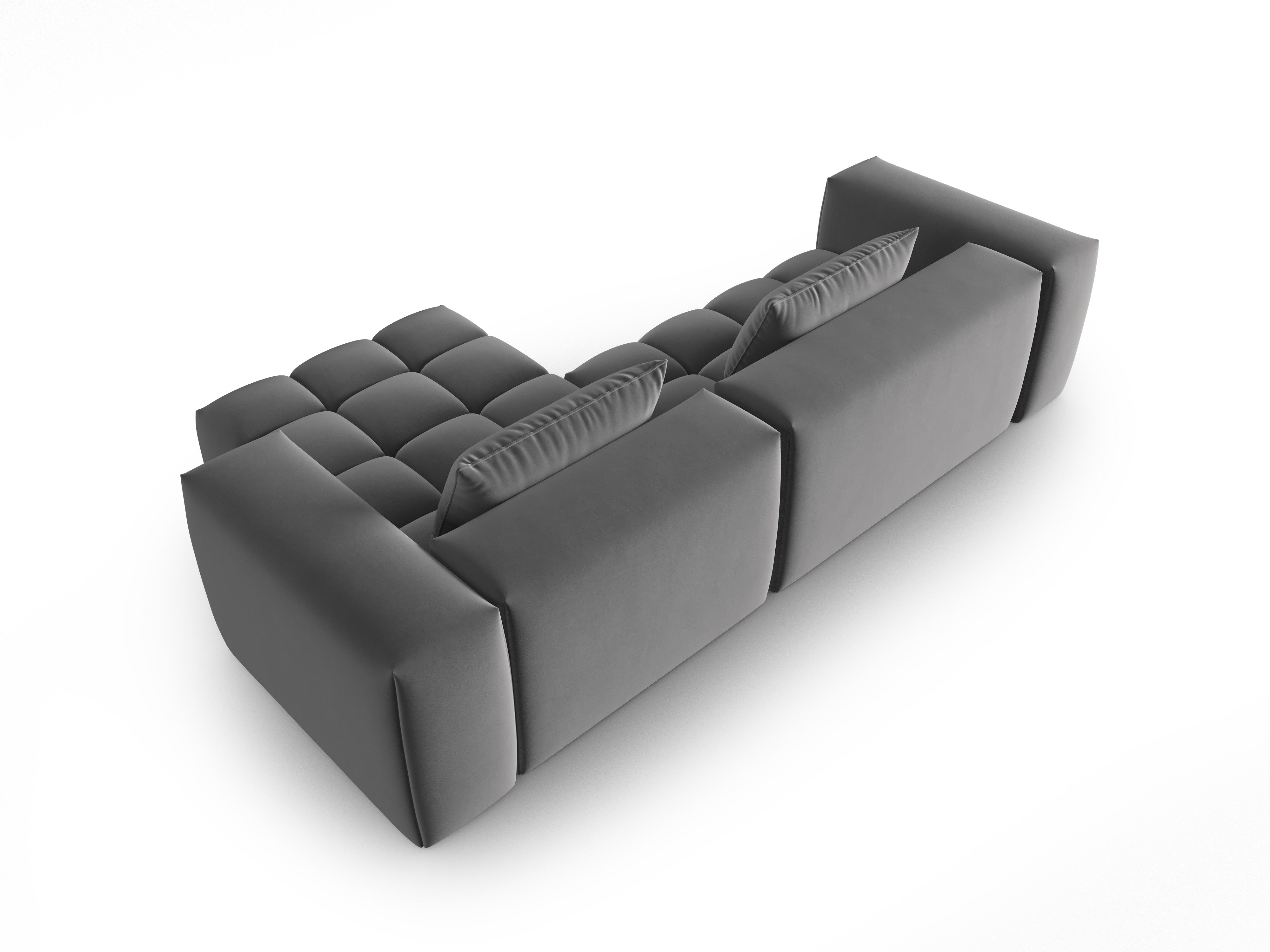 Velvet Corner Sofa for 3 People Right Side VERONA Gray
