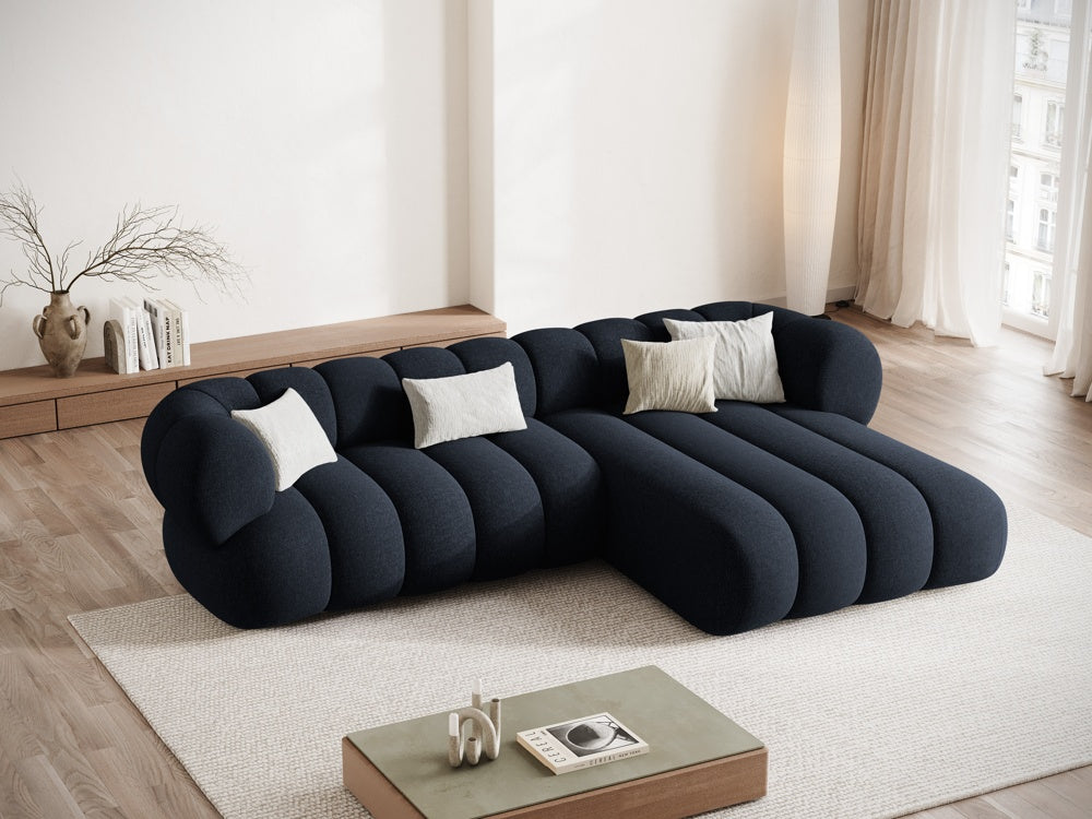 Right-facing 5-seater corner sofa KOGE navy blue