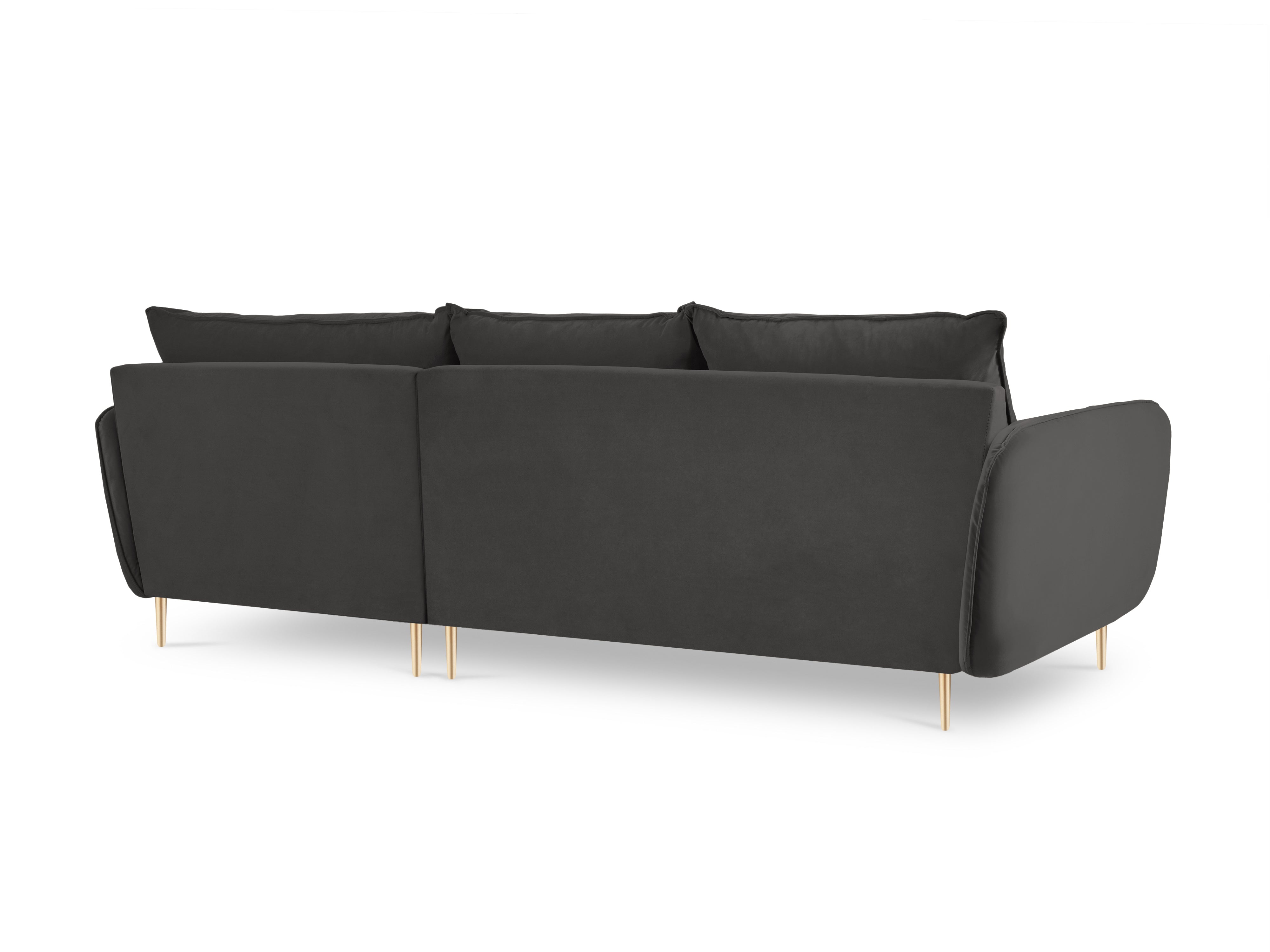 Velvet Corner Sofa Right-Hand 5-Seater VIENNA Dark Gray with Gold Base