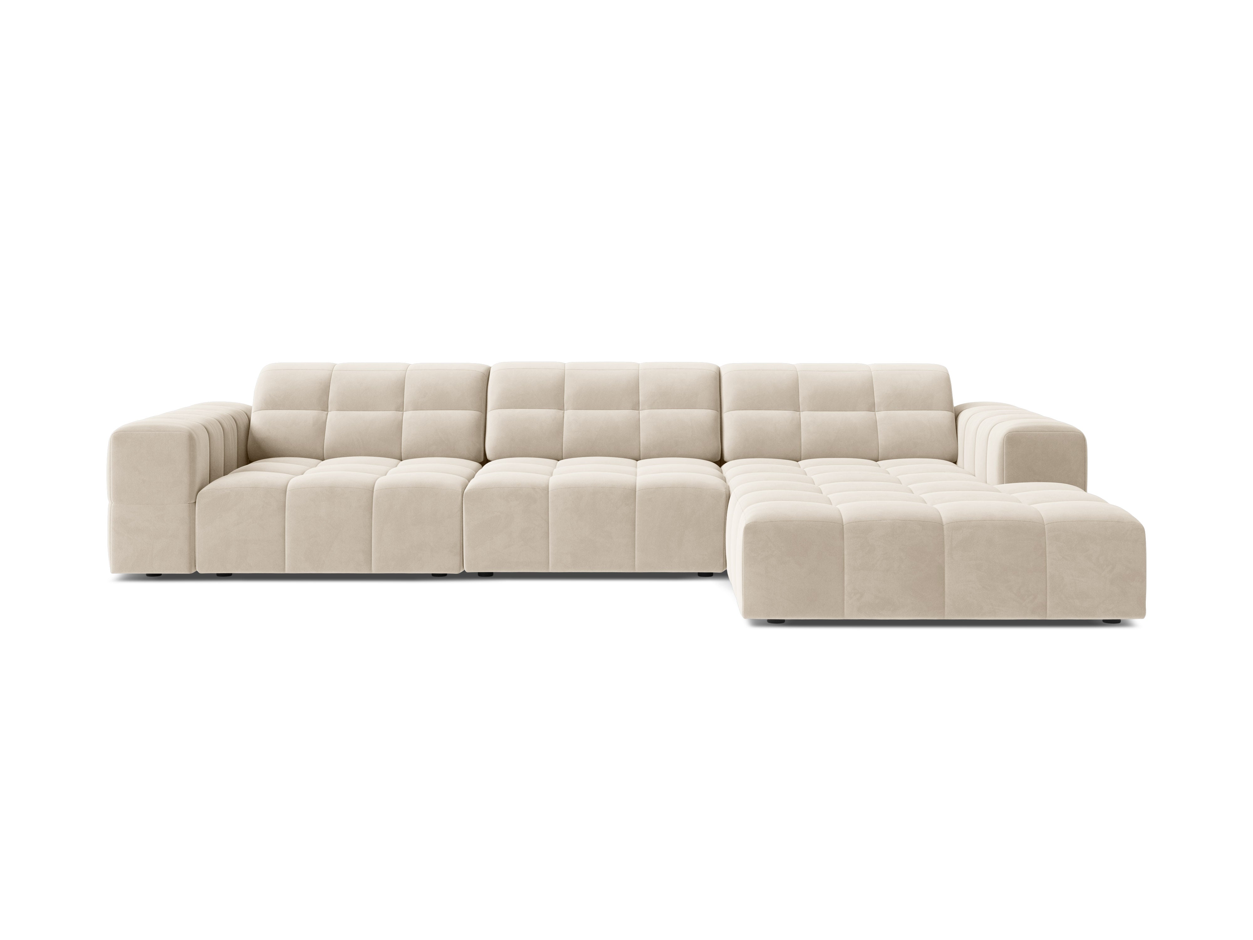 Right-sided Velvet Corner 4-person light beige chicago