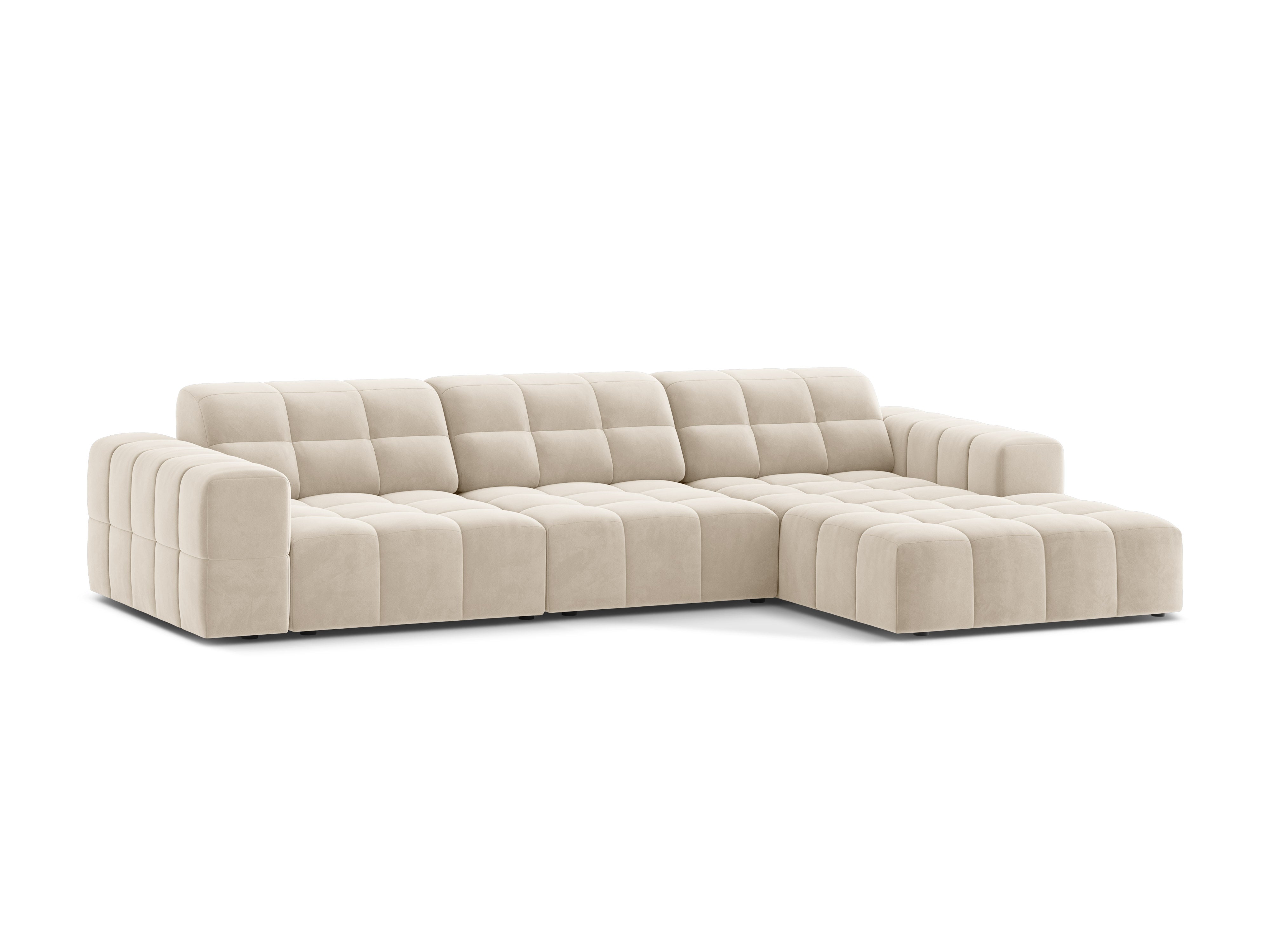 Right-sided Velvet Corner 4-person light beige chicago