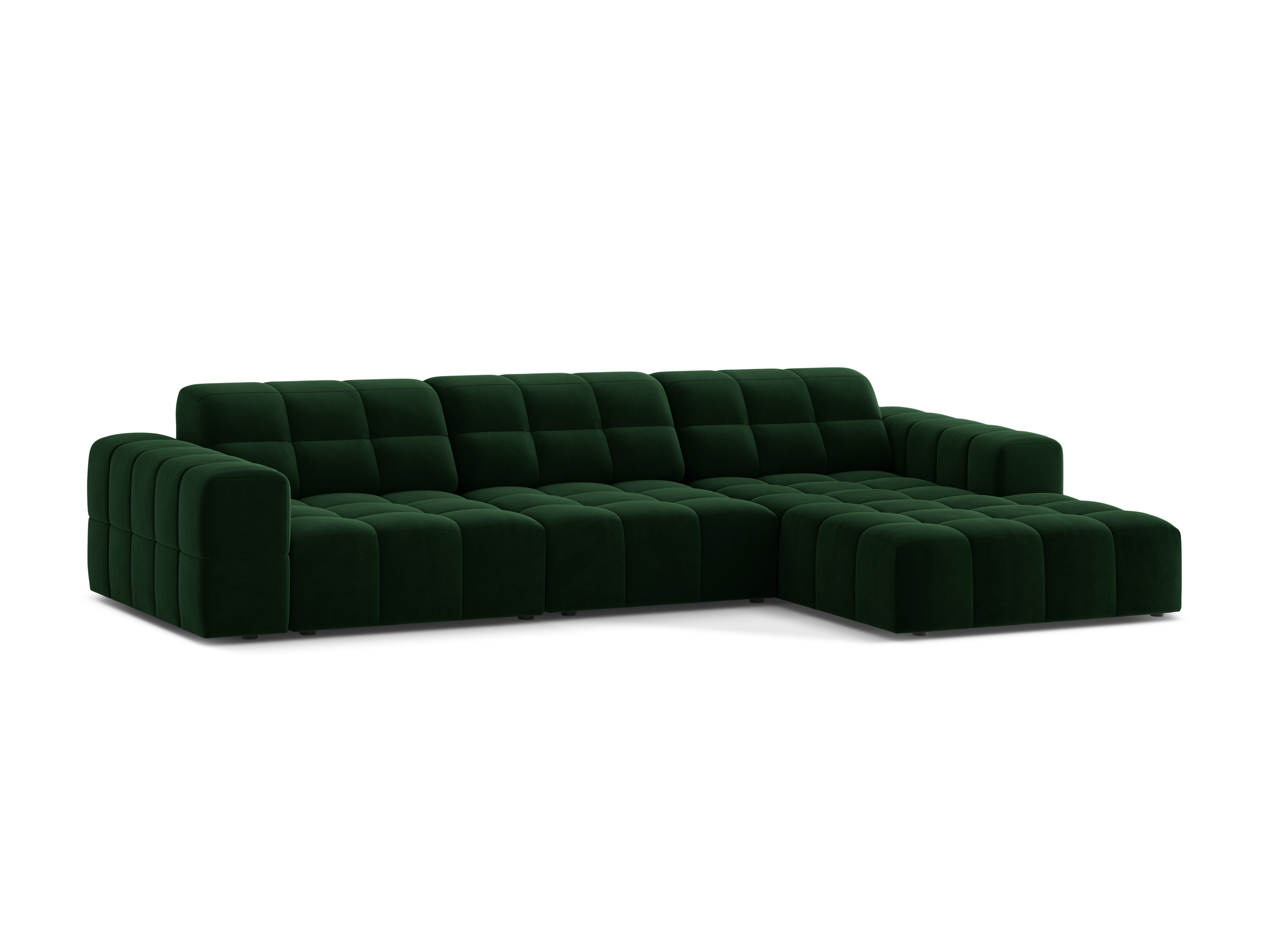 Right-sided Velvet Corner 4-seater chicago bottle green