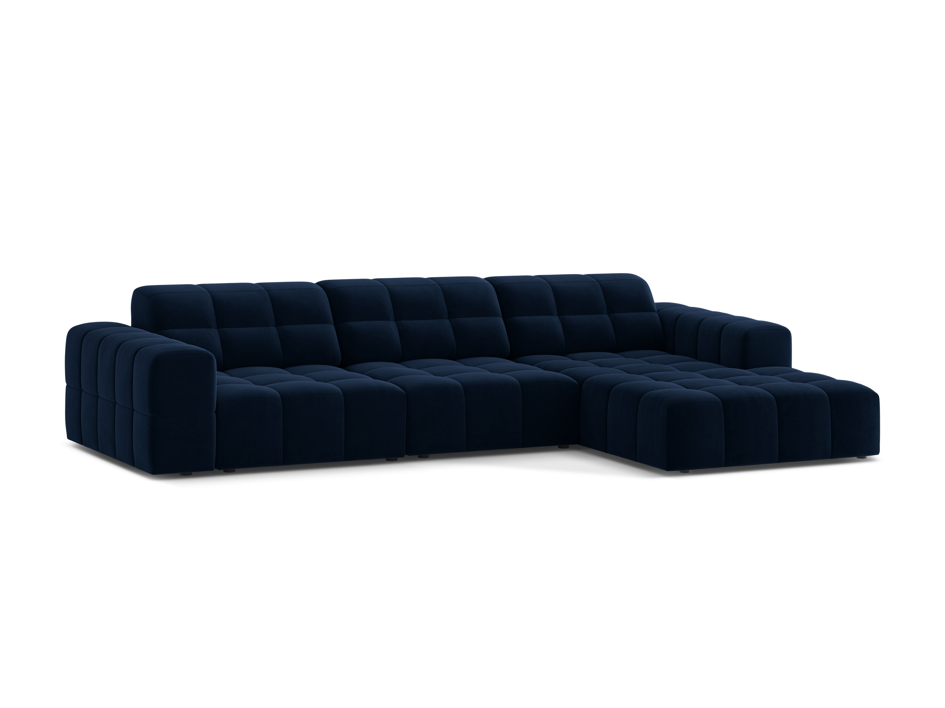 Right-sided corner velvet 4-seater chicago royal navy blue