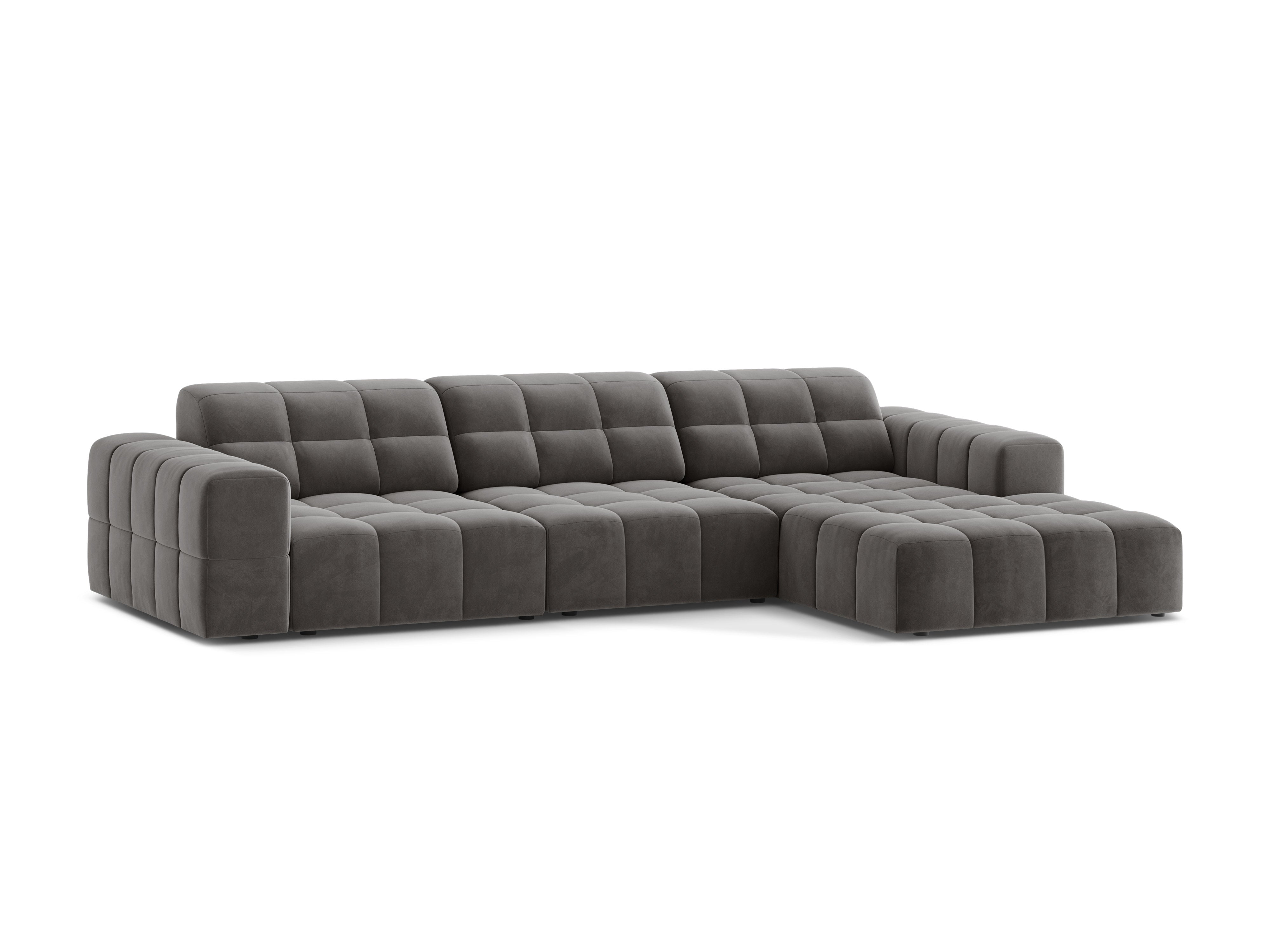 Right-sided Velvet Corner 4-seater Chicago gray